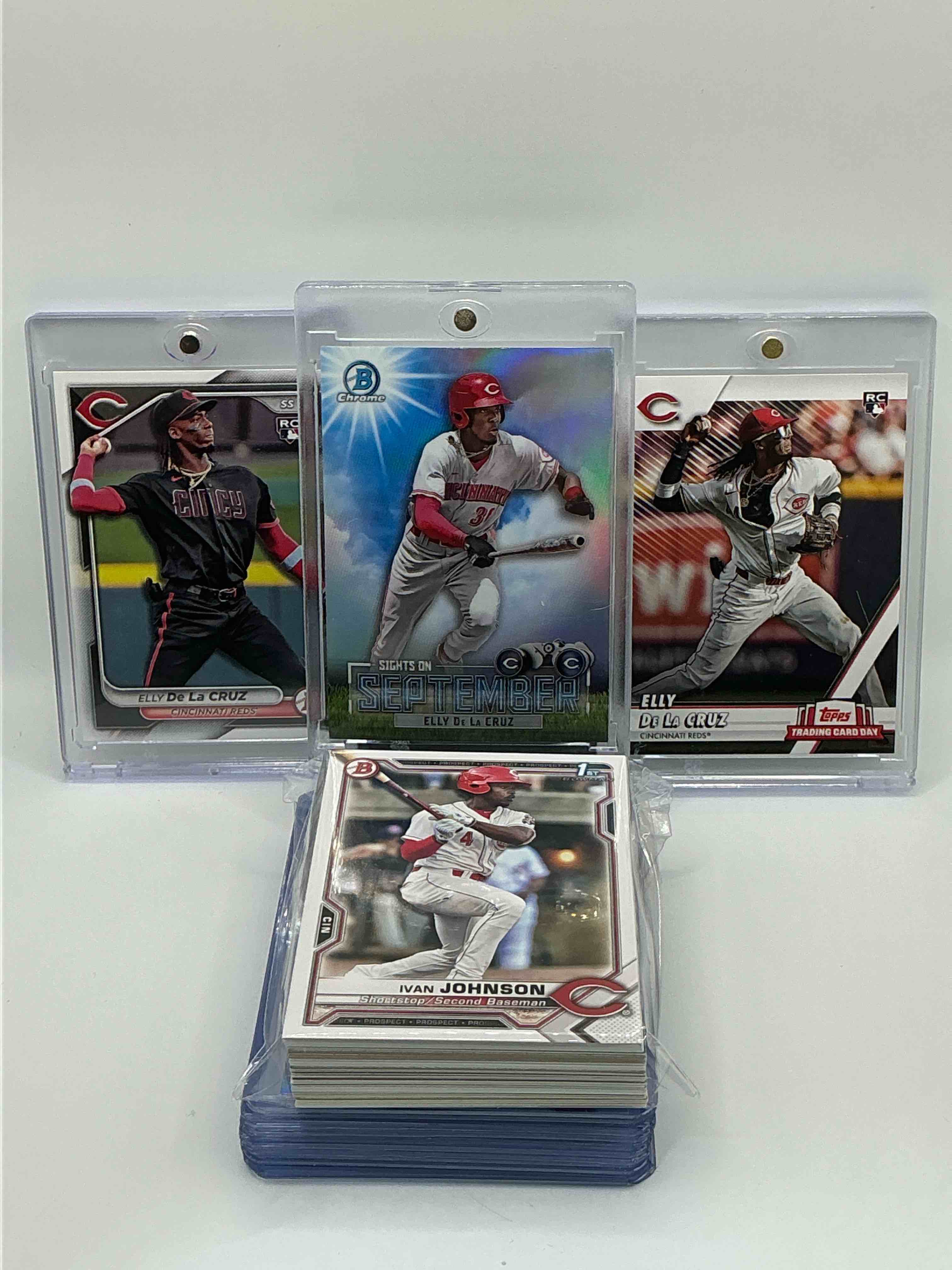 Reds Rambunctiousness! 2023 Bowman Chrome Silver “Sights On September” Rookie Elly De La Cruz, 2024 Bowman Rookie Elly De La Cruz, 2024 Topps “Trading Card Day” Rookie Elly De La Cruz! Along With 50 Other Reds Heroes, Rookies, Legends & Commons!