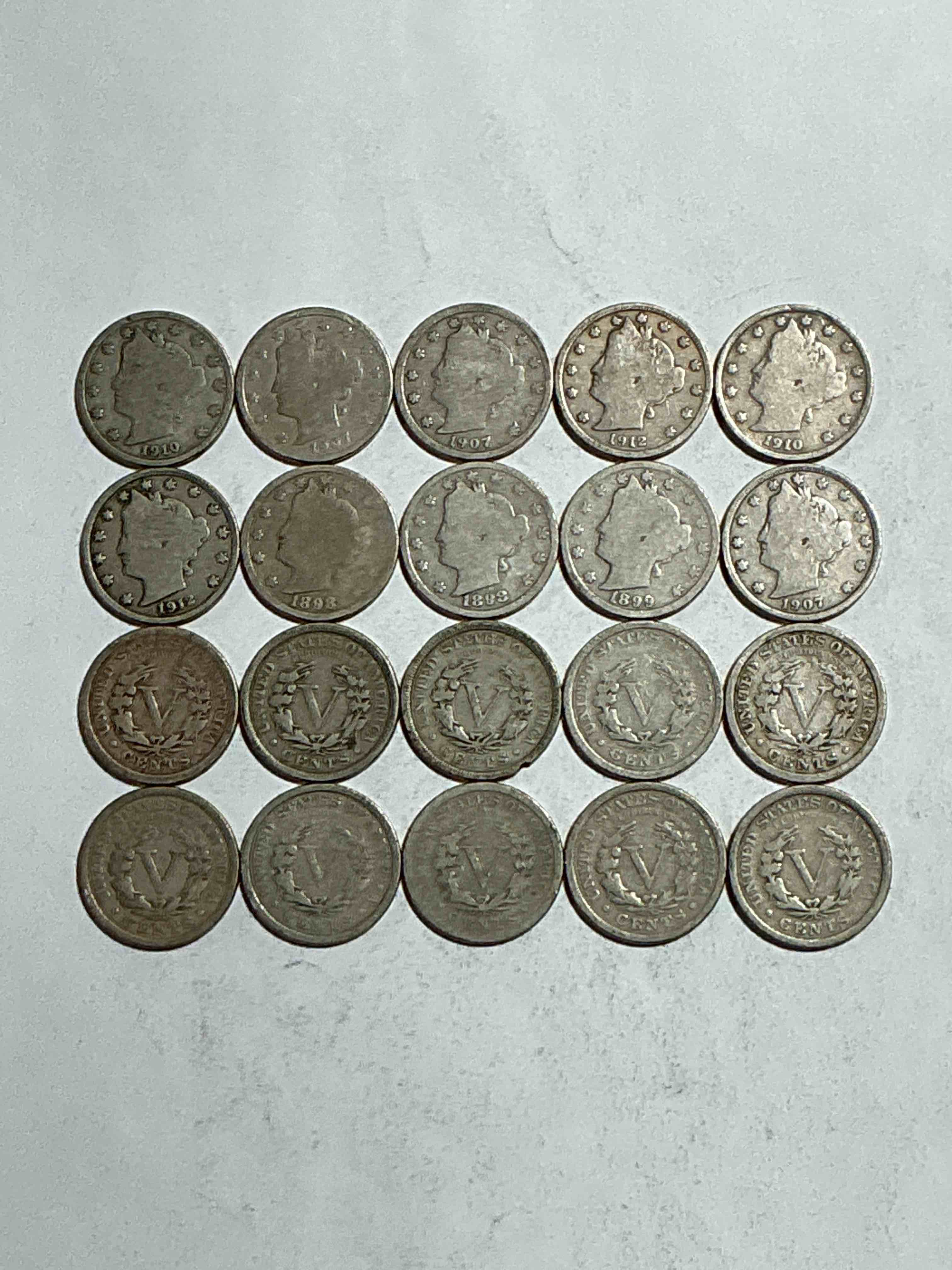 Antique U.S. V Nickels! Think Of The History These Coins Have Seen!, Liberty Head V Nickels Were Minted Up Until 1913 & Were The Style Of Nickels Before Buffalo Nickels. Own Some Cool Pieces Of History! Rare To See These Coins With The "Date On" In Circulated Condition!