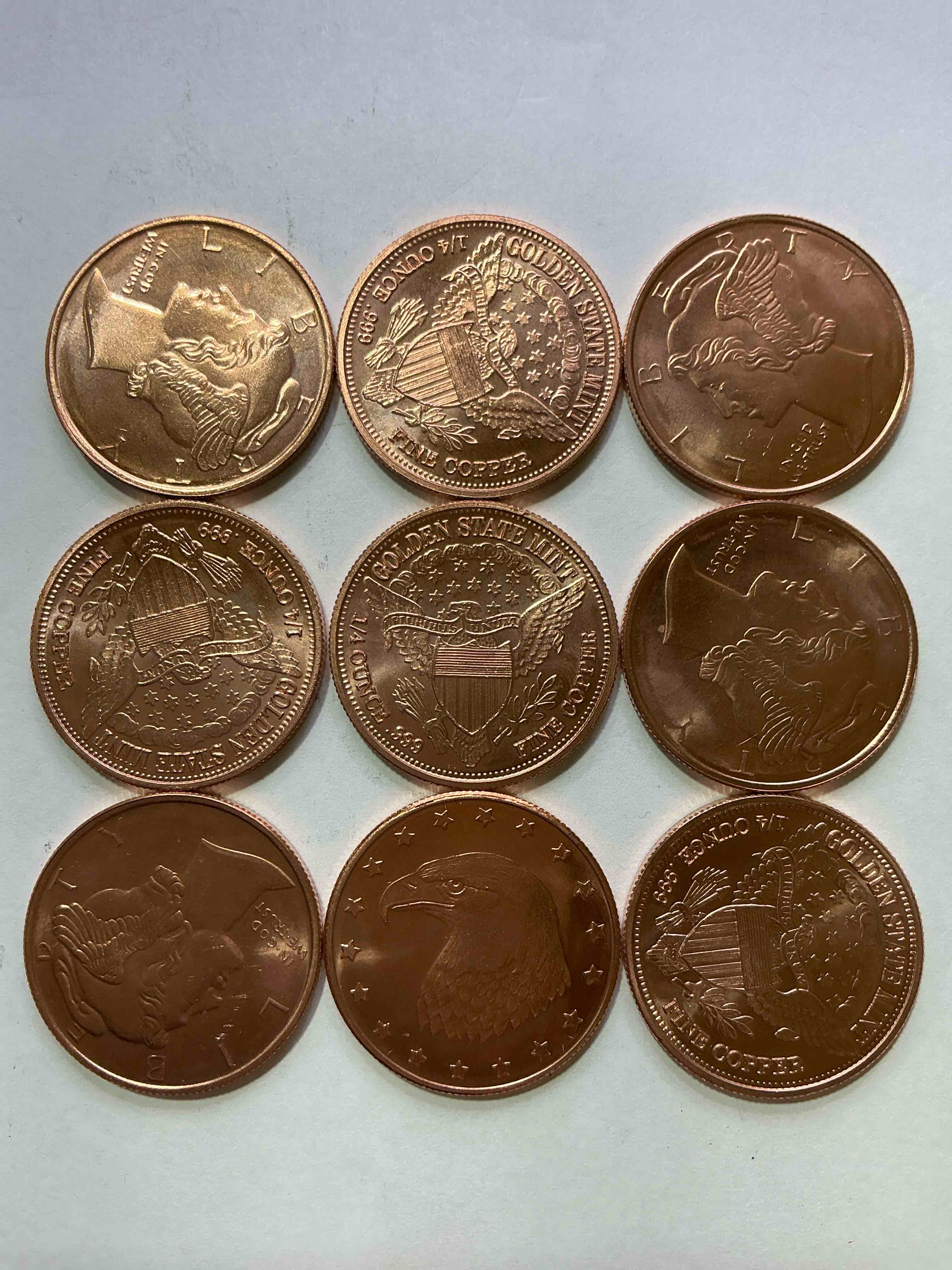 Copper Commemorative Coins! Awesome Coin Collectible Made Of Pure .999 Percent Copper, All With Cool Designs! WOW!