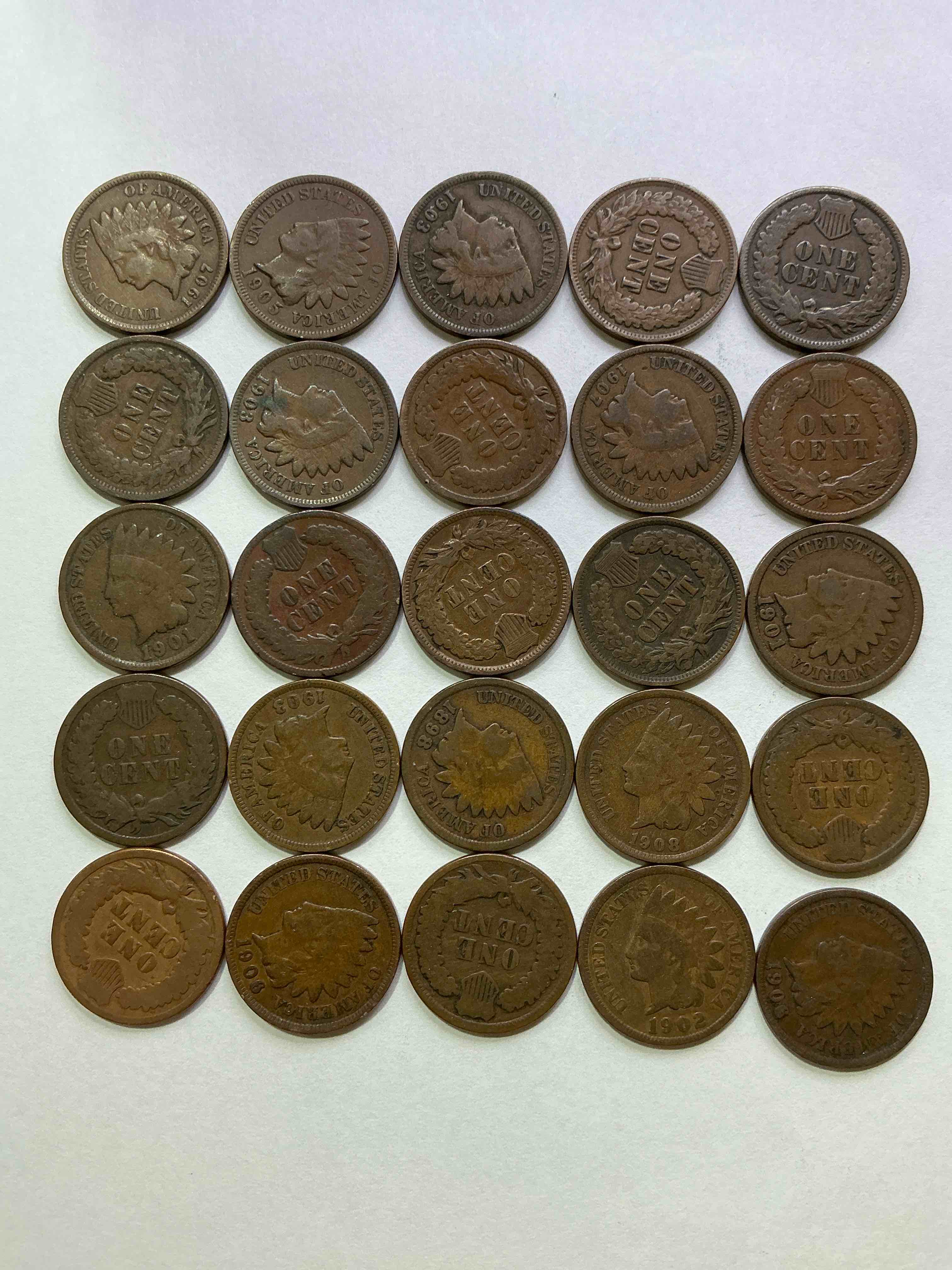 Indian Head Pennies! These Gorgeous U.S. Pennies Were Minted From 1859-1909 & Have Become Serious Collector Items! The "Indian Head" Design Is Actually A Representation Of Lady Liberty Wearing An Indian Headdress. Here Are Beautiful, Well-Kept Examples Representing Many Different Mint Years! Great For Collecting, Investing & Learning History, & Rare With Visible Dates!