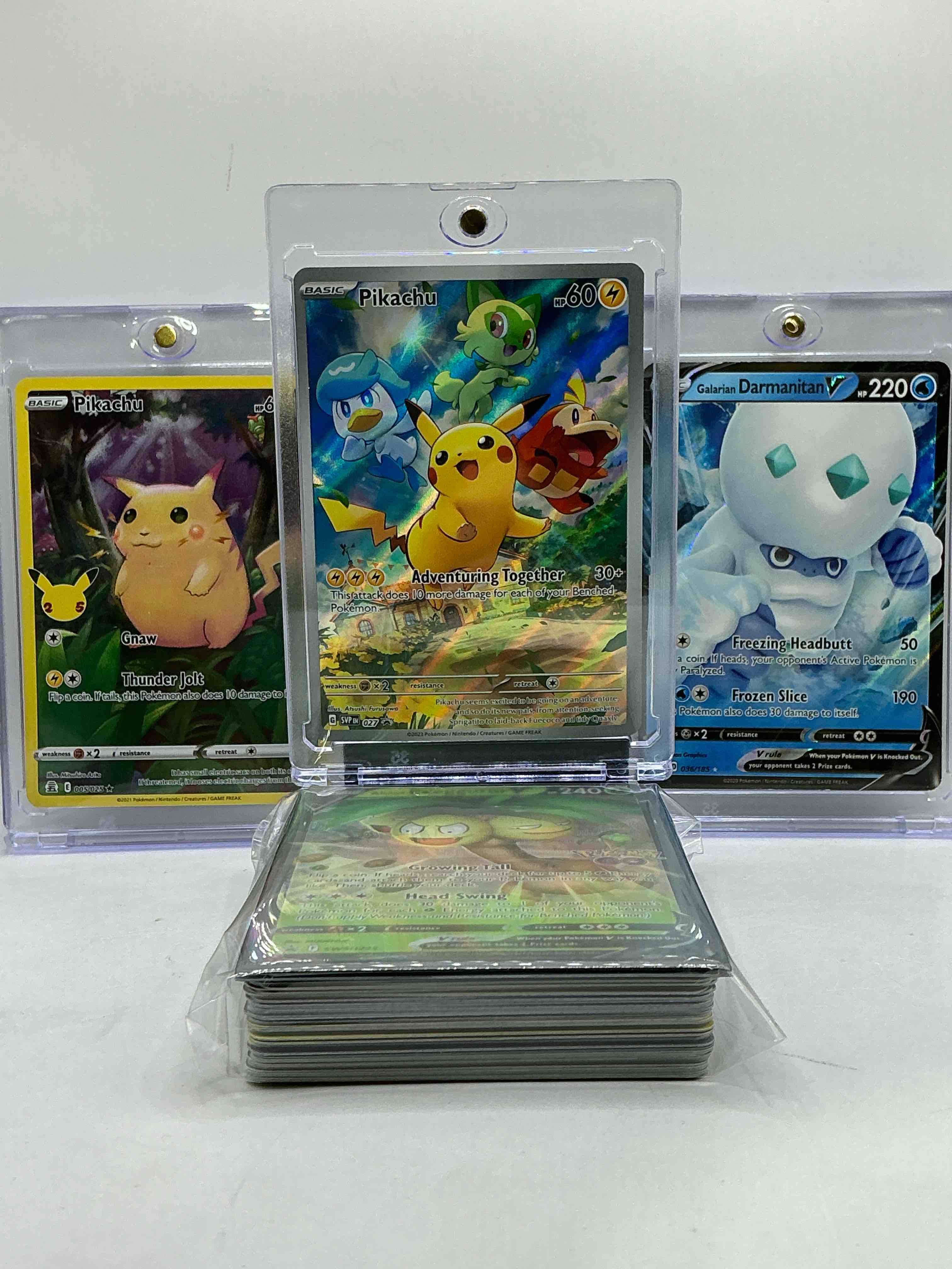 Pikachu Adventuring Together HOLO! Pikachu & Darmanitan V Combo! Insane Trio! This 50 Card Lot Includes Commons, Legends, Heroes & More! Pokémon Palooza!