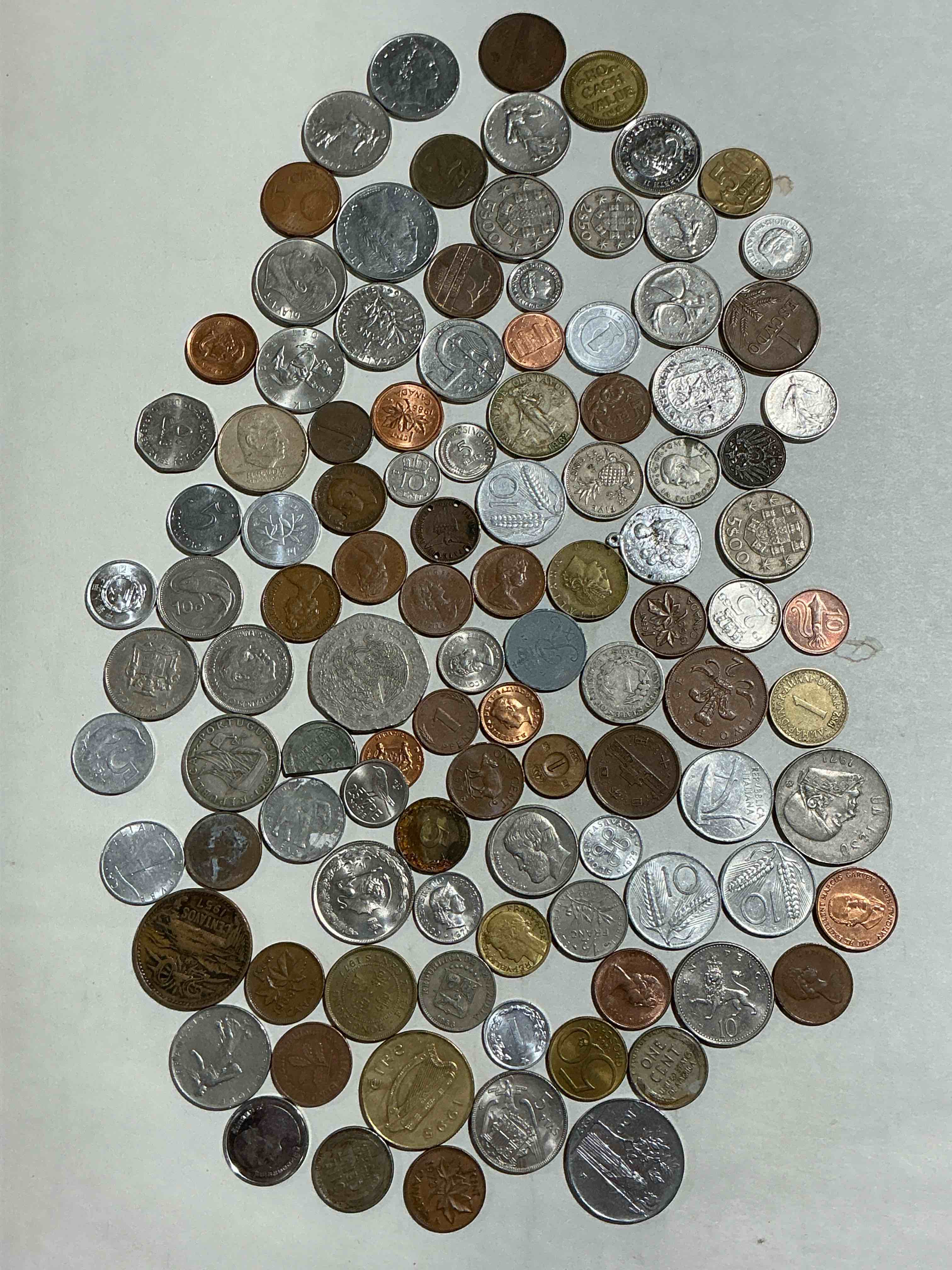 Condition photo showing Good Condition for World Coins, Antique & Vintage! Each Lot Is Unique! Many Different Years, Countries, Sizes & Exotic Places. This Cool Collection Of Antique Coins From Around The World Is Loads Of Fun! Have Fun Identifying Each Coin & Country As A Great Educational Tool! A Great Investment Too!