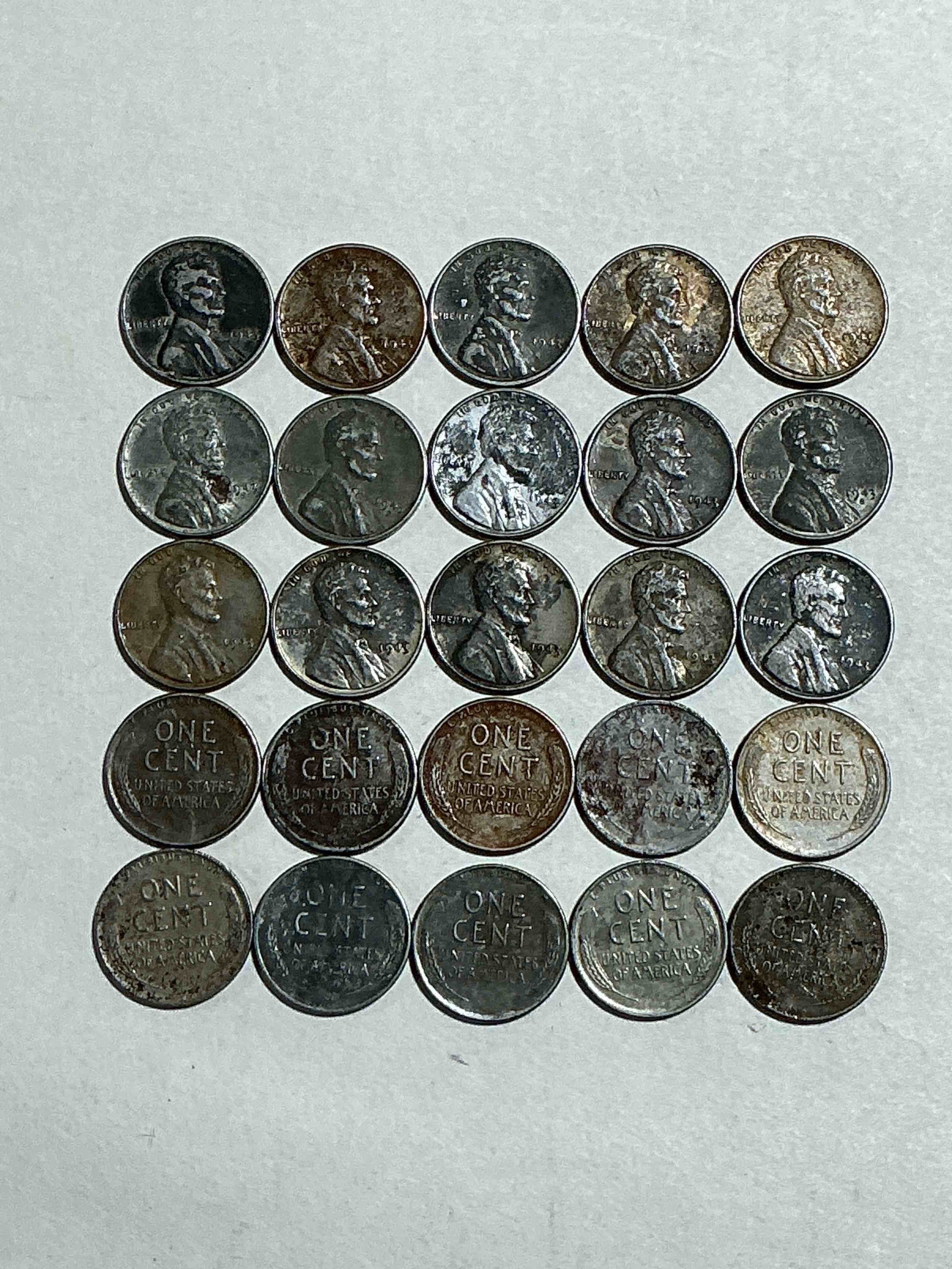 Condition photo showing Good Condition for 1943 World War Il History! Did You Know That In 1943 Copper Was So Valuable For Making Ammunition That The U.S. Treasury Made Pennies Out Of Steel?! 1943 STEEL Pennies Have Become Valuable, Rare Collector Items! Up For Auction Are Rare WWII Steel Pennies Appearing Circulated. Own Pieces Of World War II History That Are An Awesome Investment!