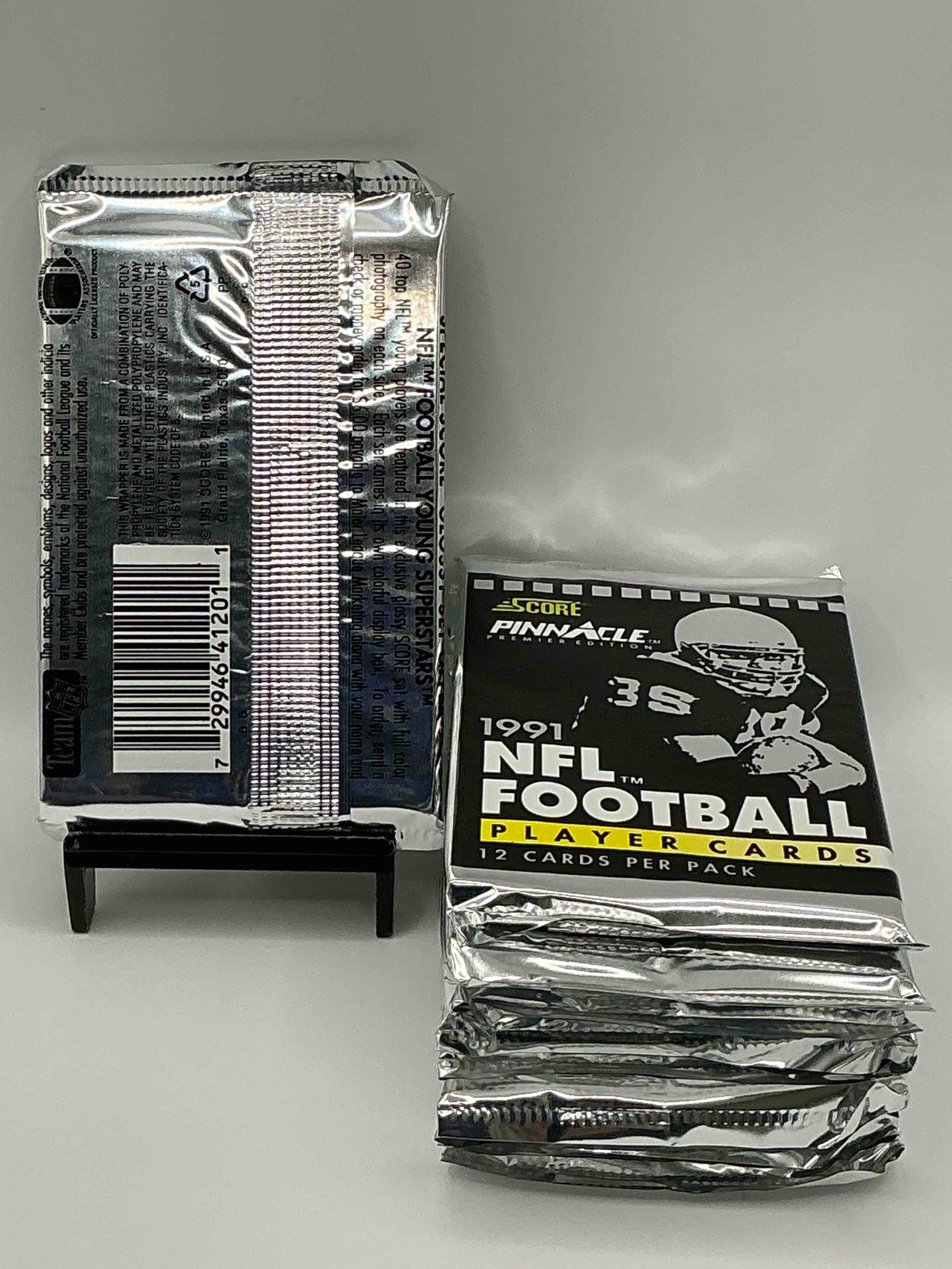 Condition photo showing New/Like New for 1991 Pinnacle Premier Edition Score Unopened Sports Card Packs Direct From Original Box! Search For Valuable Emmitt Smith Cards & Other Stars!