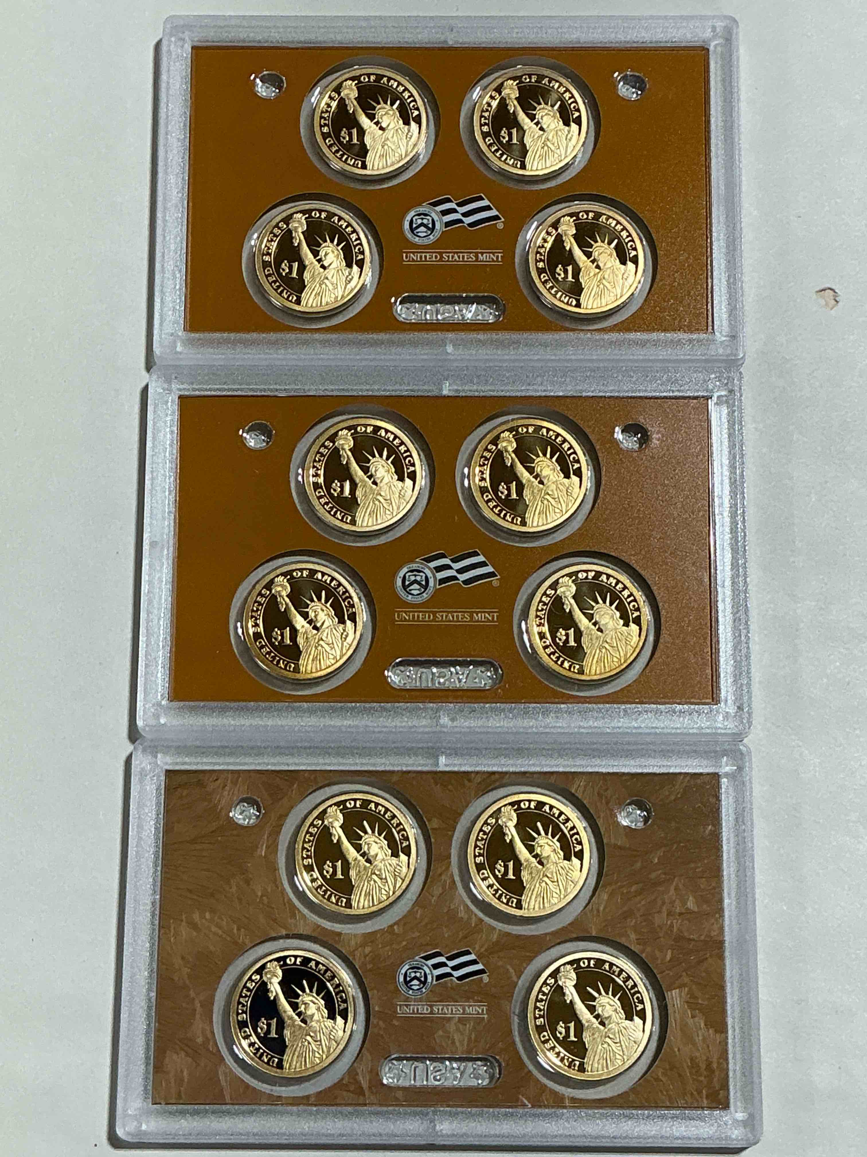 Condition photo showing New/Like New for 2007-09 Presidential Mint Sets! Four Coins Each Set, Encased In Plastic… Ultra Rare! These Coin Sets Are Rare & Hard To Find, Perfect To Add To Any Collection!