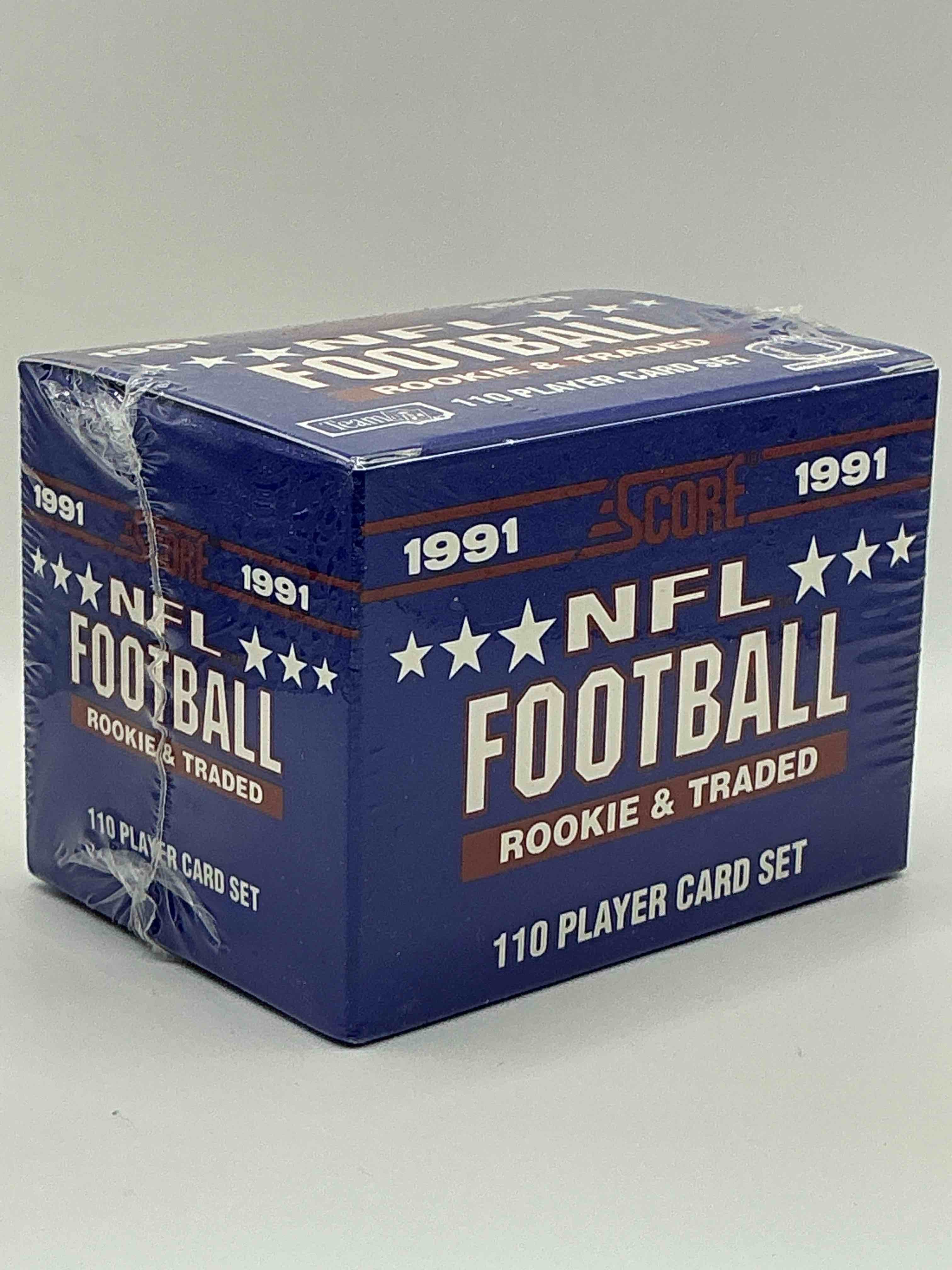Condition photo showing New/Like New for 1991 NFL Score Football Sealed Card Box, Direct From Original Retail Case! Rookie & Traded Set! These Cards Are Sought After By Collectors For Their Awesome, Nostalgic Look. Search For Brett Favre Rookie, Early Jerry Rice, Early Emmit Smith, Joe Montana & So Much More!