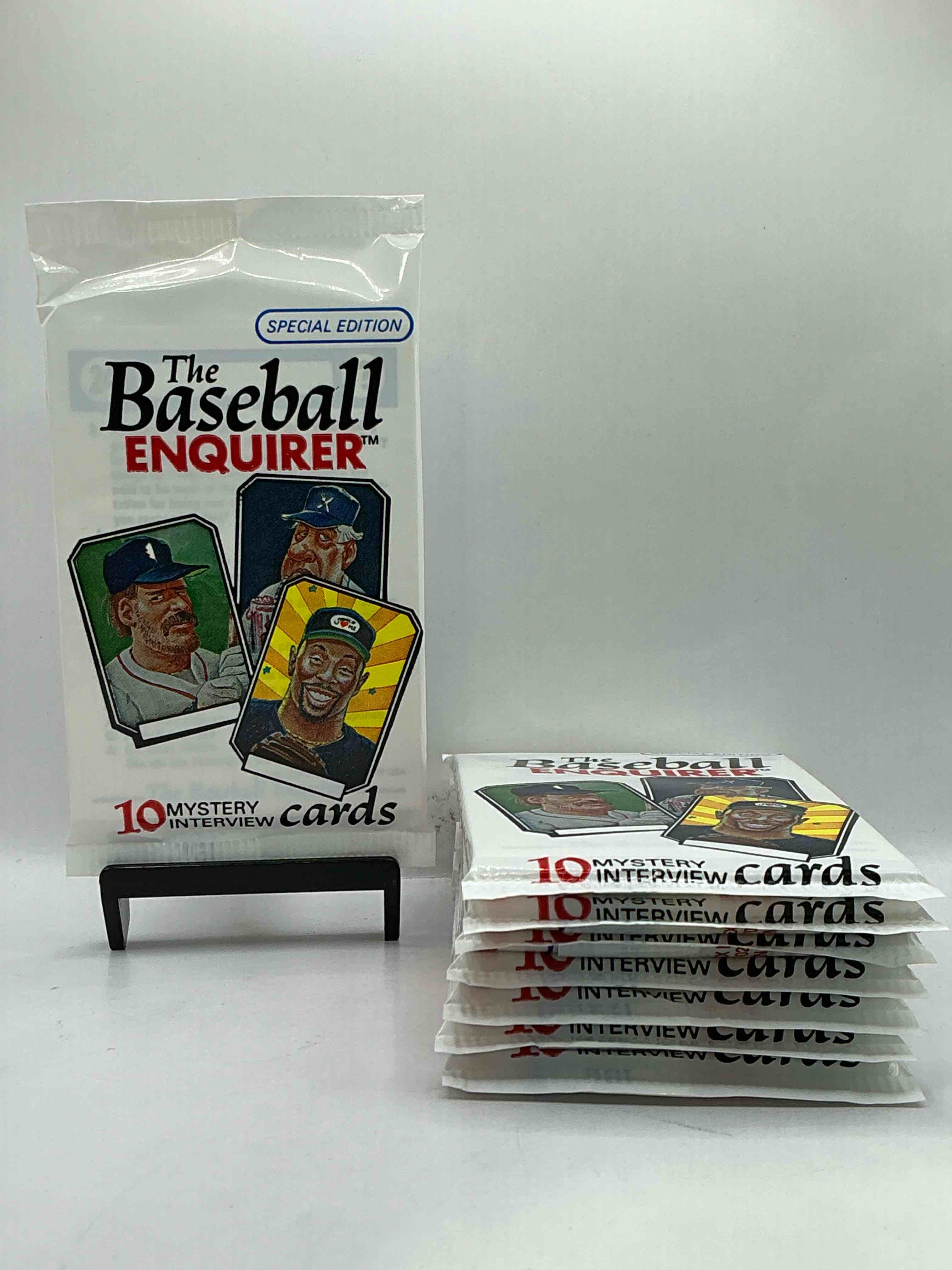 1992 baseball enquirer mystery cards! the baseball enquirer special edition cards! these cards include rare interviews, inside scoops, colorful commentary & more! 10 cards per pack!