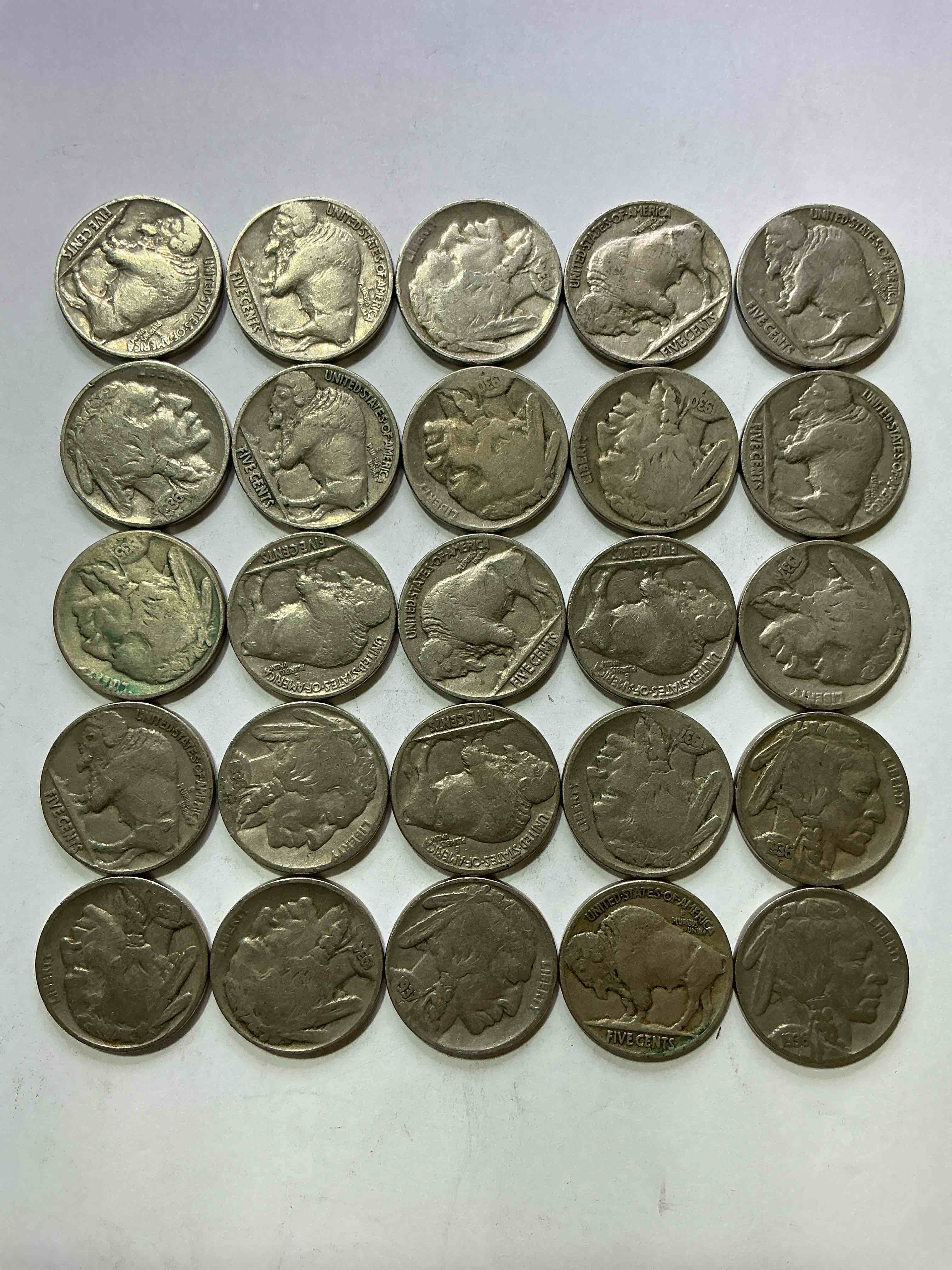 Historic Buffalo Nickels! Indian Head Buffalo Nickels Were Minted From 1913 To 1938 & Have Become A Favorite For Coin Collectors Around The World! Own Pieces Of American History With These Cool Indian Head Buffalo Nickels In Circulated Condition, Most With Visible Dates Which Is Very Rare For Buffalo Nickels!