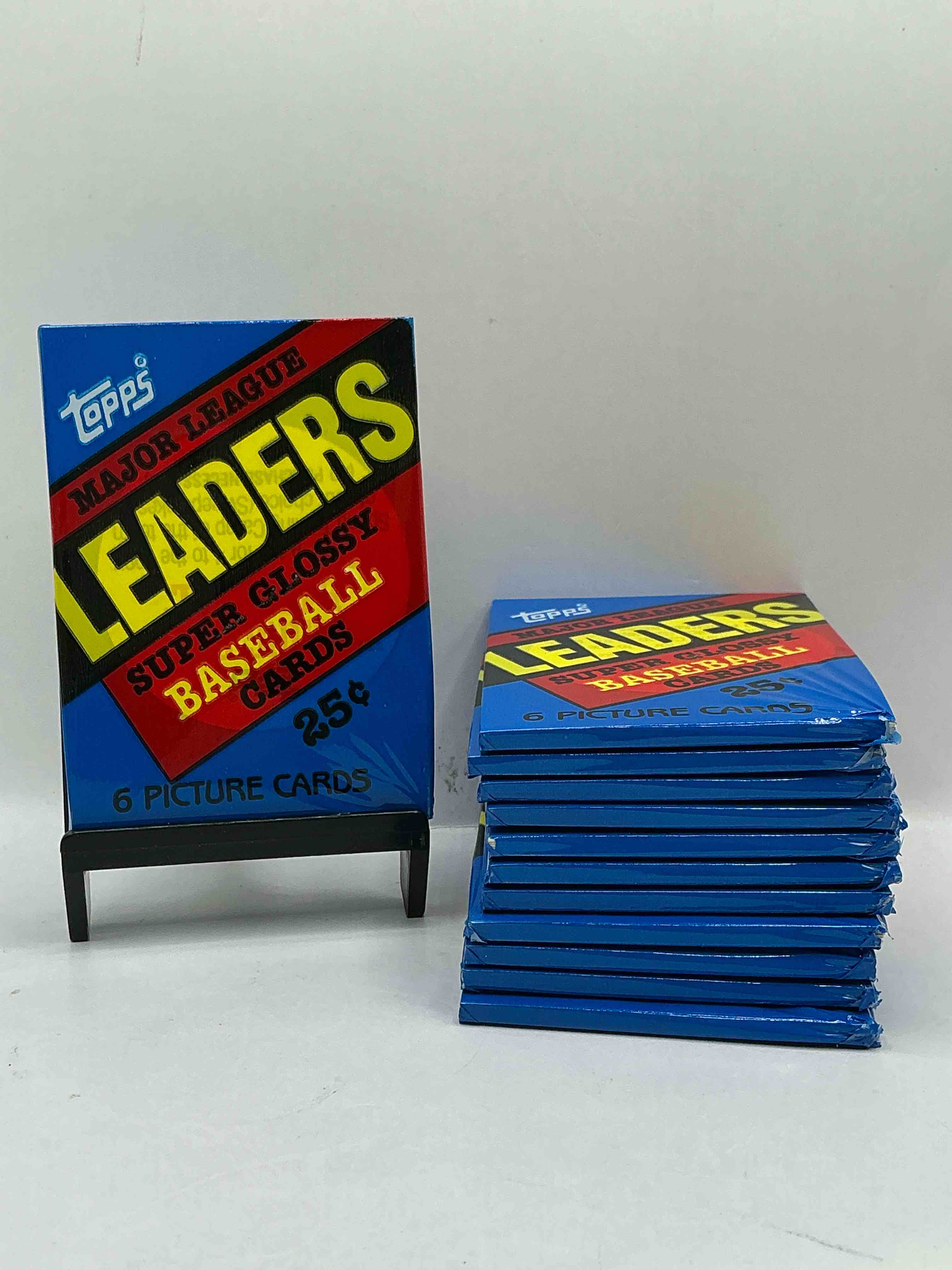 Ultra Rare! 1986 "MLB Leaders" Unopened Miniature Baseball Collectible Card Packs, 6 Cards Per Pack, Direct From Original Retail Case. Super Rare, Impossible To Find! Like New Condition!