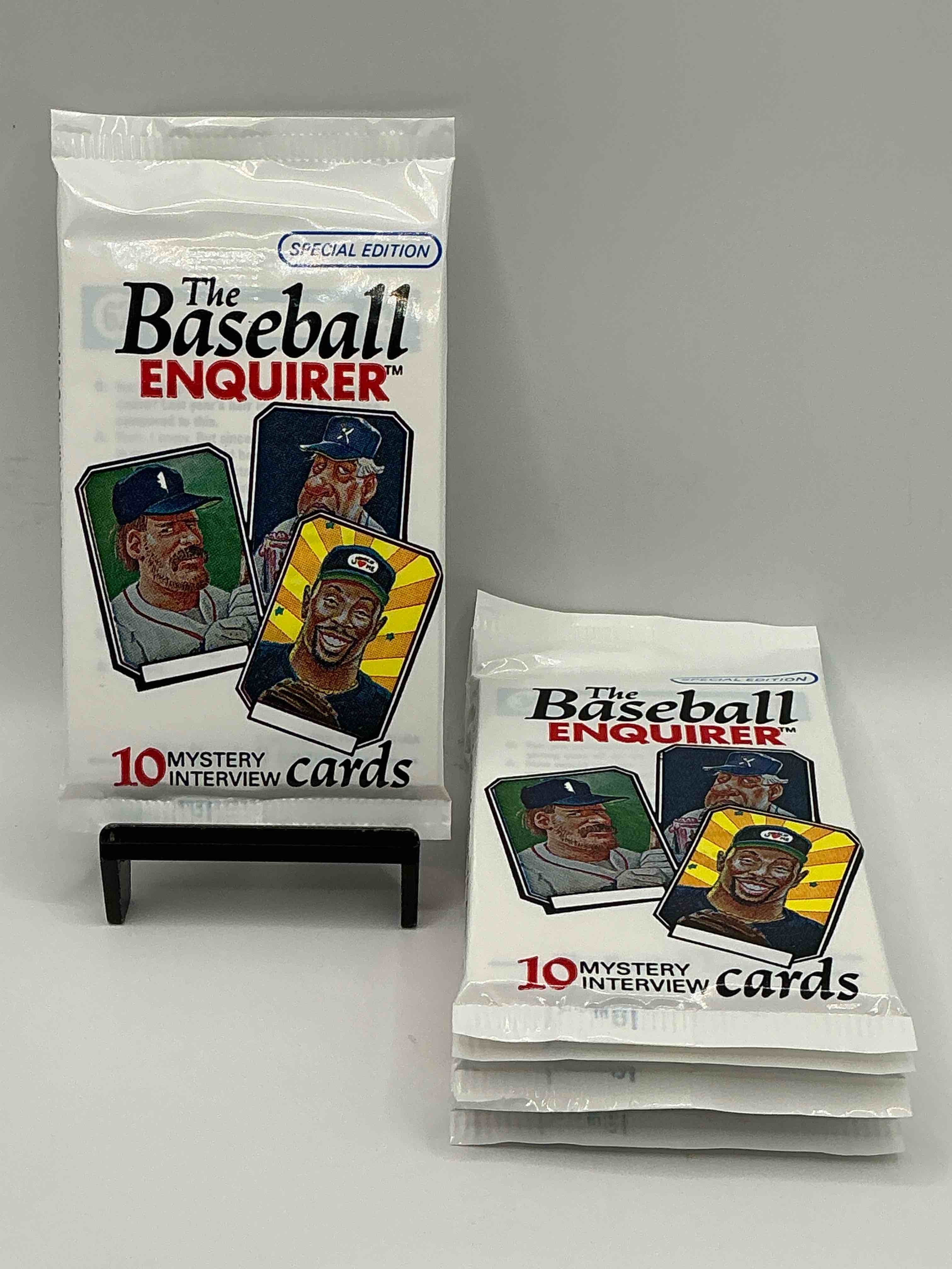 1992 baseball enquirer mystery cards! the baseball enquirer special edition cards! these cards include rare interviews, inside scoops, colorful commentary & more! 10 cards per pack!