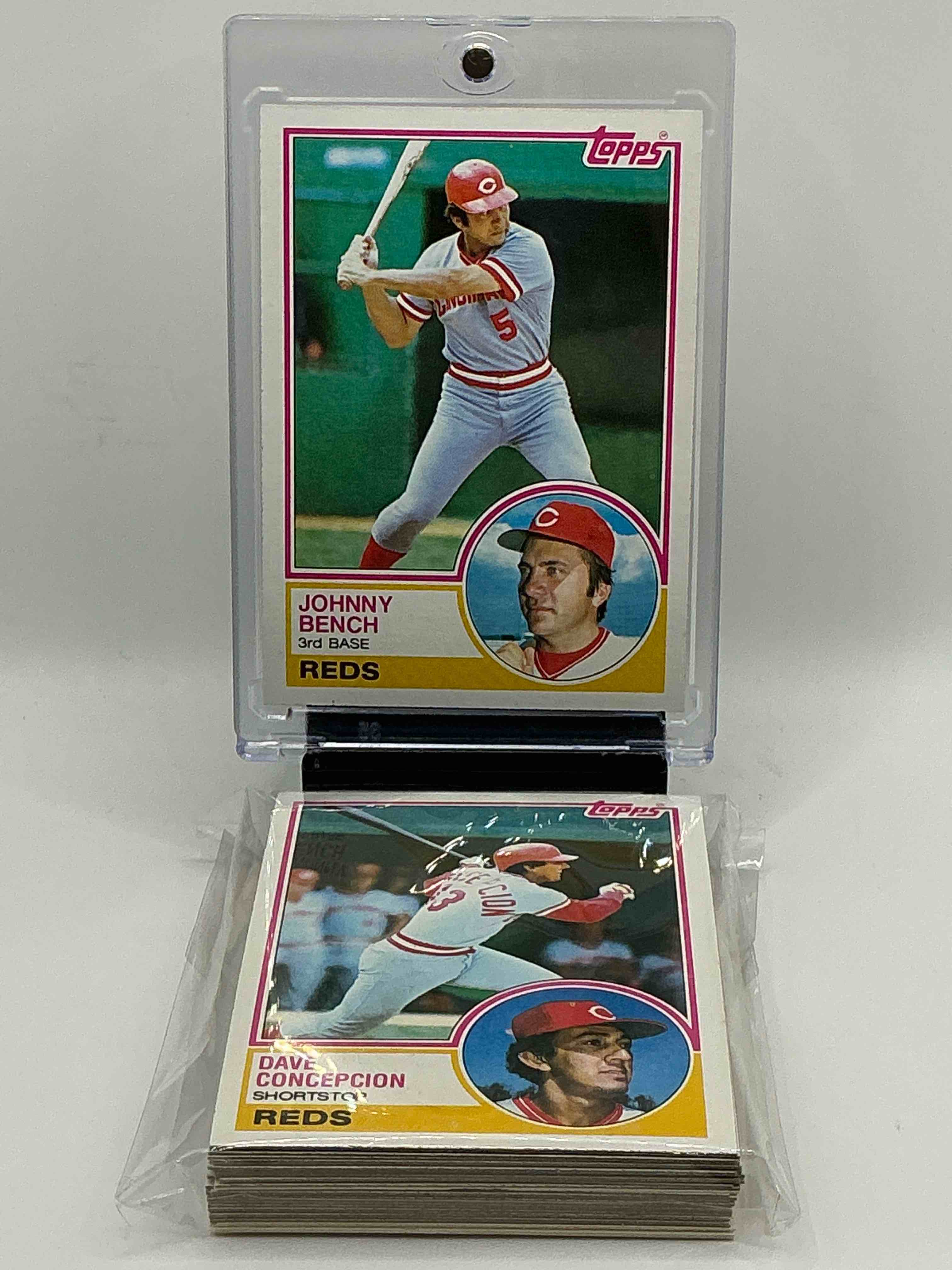 1983 topps reds team set! 27 card reds set! johnny bench, dave concepcion, cesar cedeno, ron oester & more! reds fans rejoice!