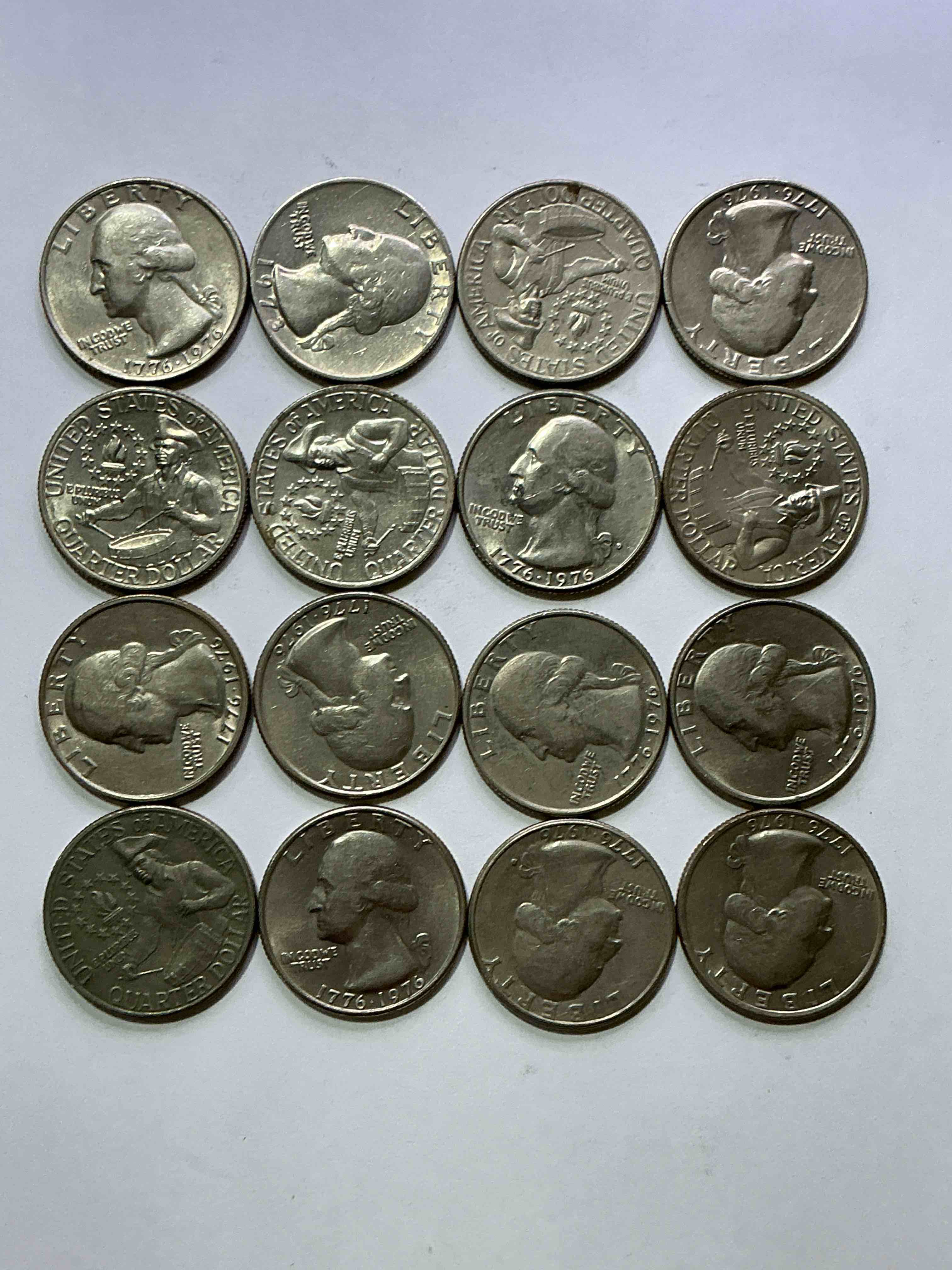 Condition photo showing Good Condition for 1976 bicentennial bliss! quarters! in 1976 the u.s. mint produced coins celebrating the 200 year anniversary of america. up for auction are awesome examples of bicentennial quarters produced for this... the infamous 200 year anniversary edition! highly desirable for collectors! own pieces of history & get ready for america's 250 year anniversary coming soon!