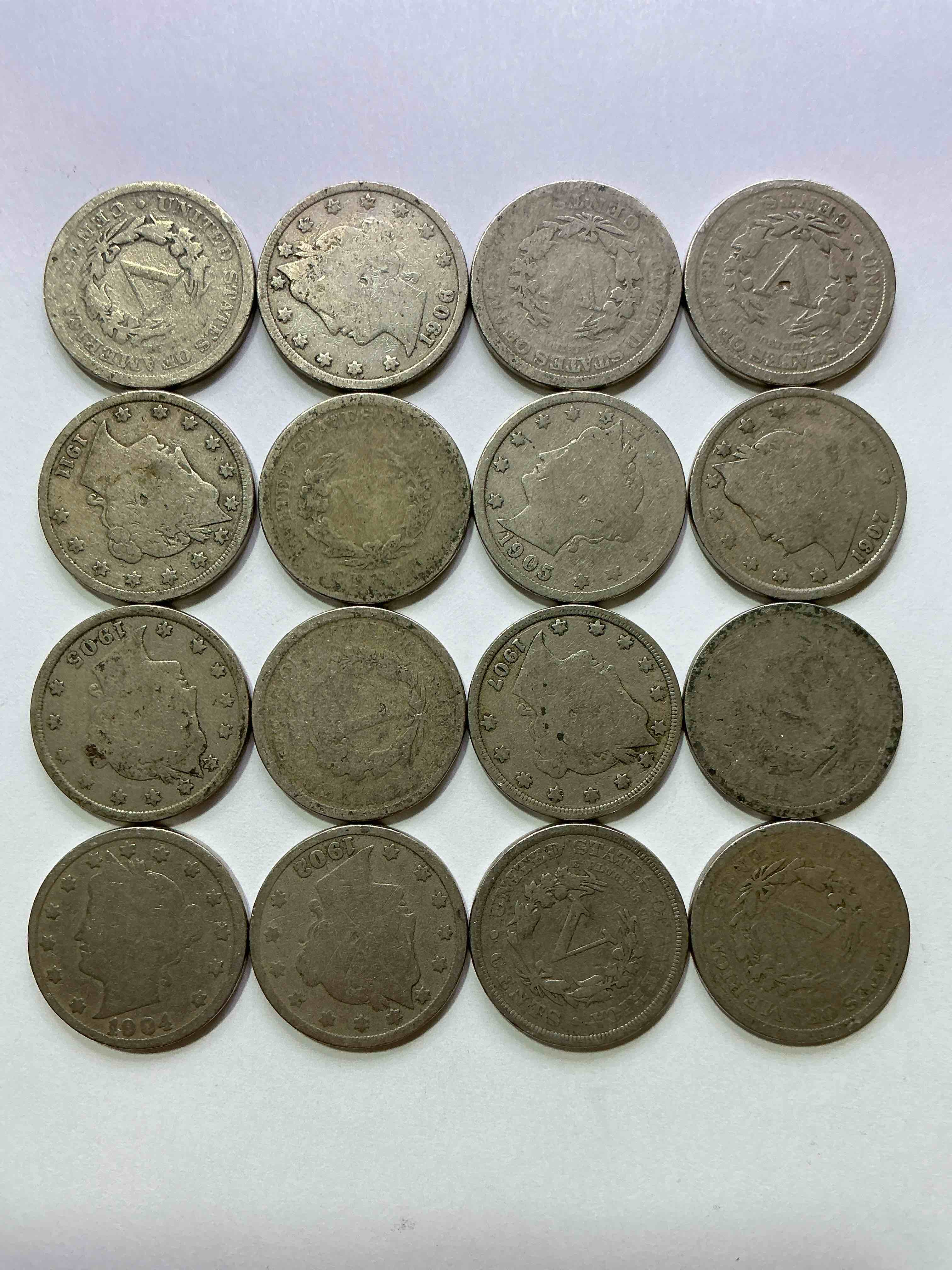 Condition photo showing As Is for Antique U.S. V Nickels! Think Of The History These Coins Have Seen!, Liberty Head V Nickels Were Minted Up Until 1913 & Were The Style Of Nickels Before Buffalo Nickels. Own Some Cool Pieces Of History! Rare To See These Coins With The "Date On" In Circulated Condition!