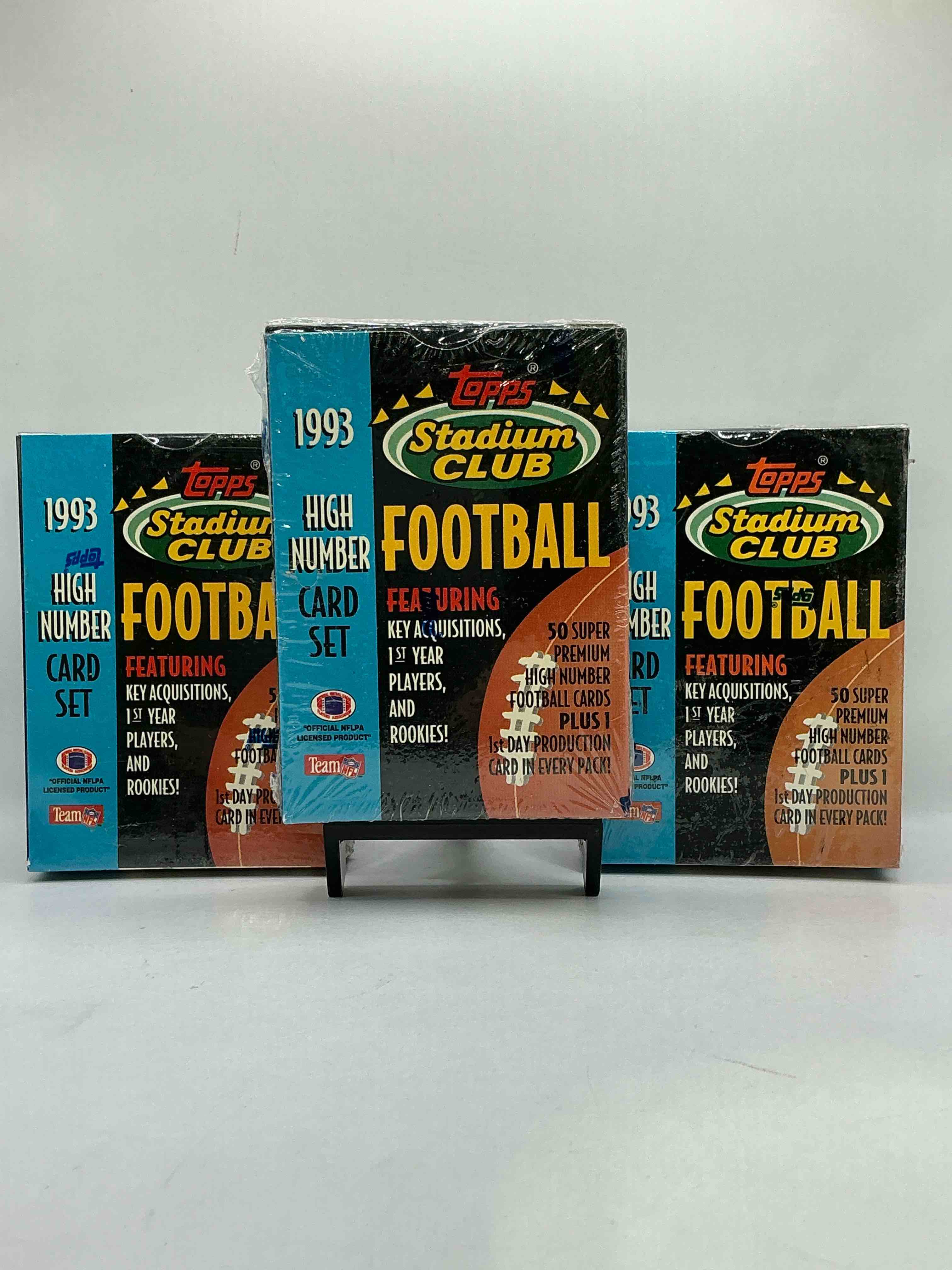 Topps Stadium Club Football 1993 High Number Card Set! WOW! Still In Original Wrap! 50 Cards In Each Box! Drew Bledsoe, Marvin Jones, Jerome Bettis & More! Awesome 90’s Sports Memorabilia & Cards!