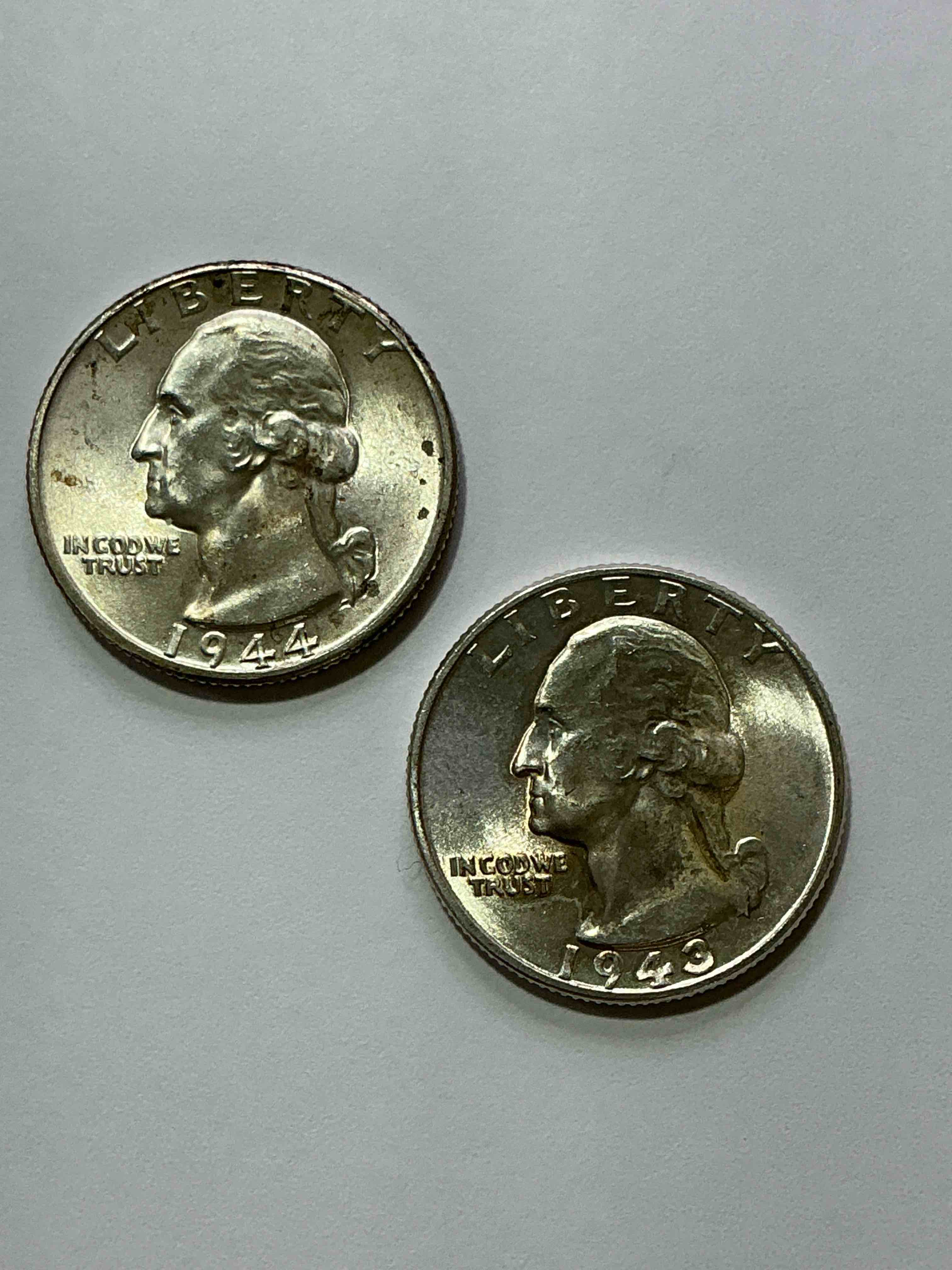 George Washington Brilliant Silver! Pre 1965 U.S. Quarter Dollar Coins Were Actually Silver, Here Are Two Great Examples Of Awesome, Pristine George Washington Silver Quarters, Stunning & Circulated! Rare Mints! Great For Investing In Precious Metals! These Coins Were Minted At 90% Silver and 10% Copper, Giving Them A Net Weight Of .18084 Ounces Of Pure Silver Per Coin! Very Hard To Find & Stunning! Invest In Fine U.S. Silver!