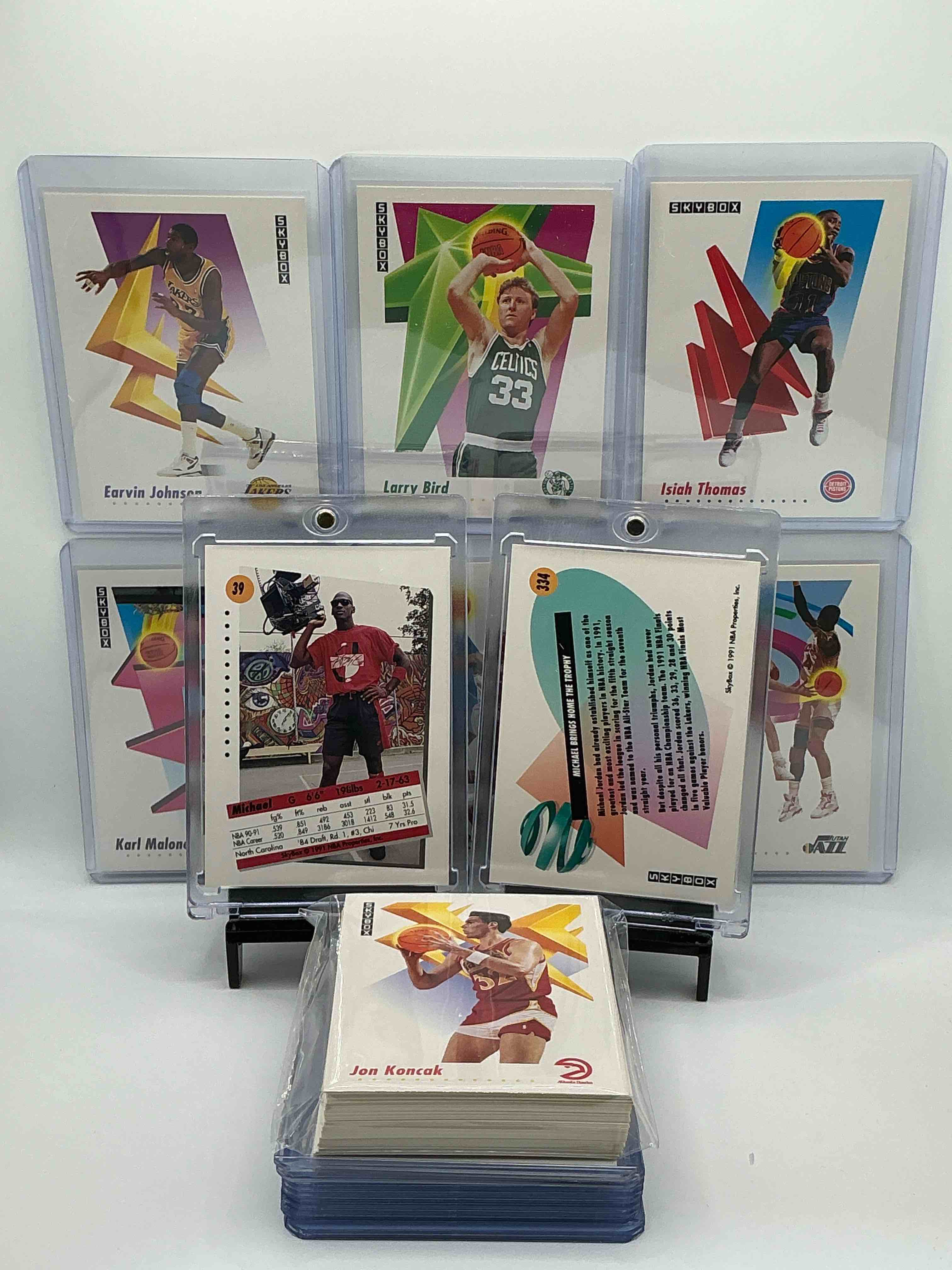 Condition photo showing New/Like New for Michael Jordan! 1991 Skybox 50 Card Basketball! The BEST Cards From The Year!Michael Jordan, Scottie Pippen, Magic Johnson, Larry Bird, Dominique Wilkins, David Robinson, Charles Barkley, Hakeem Olajuwon, Karl Malone, Clyde Drexter & More! All Stars, Hall Of Famers, Champions & More, The Perfect Mix Of Miscellaneous '90 NBA Variety!