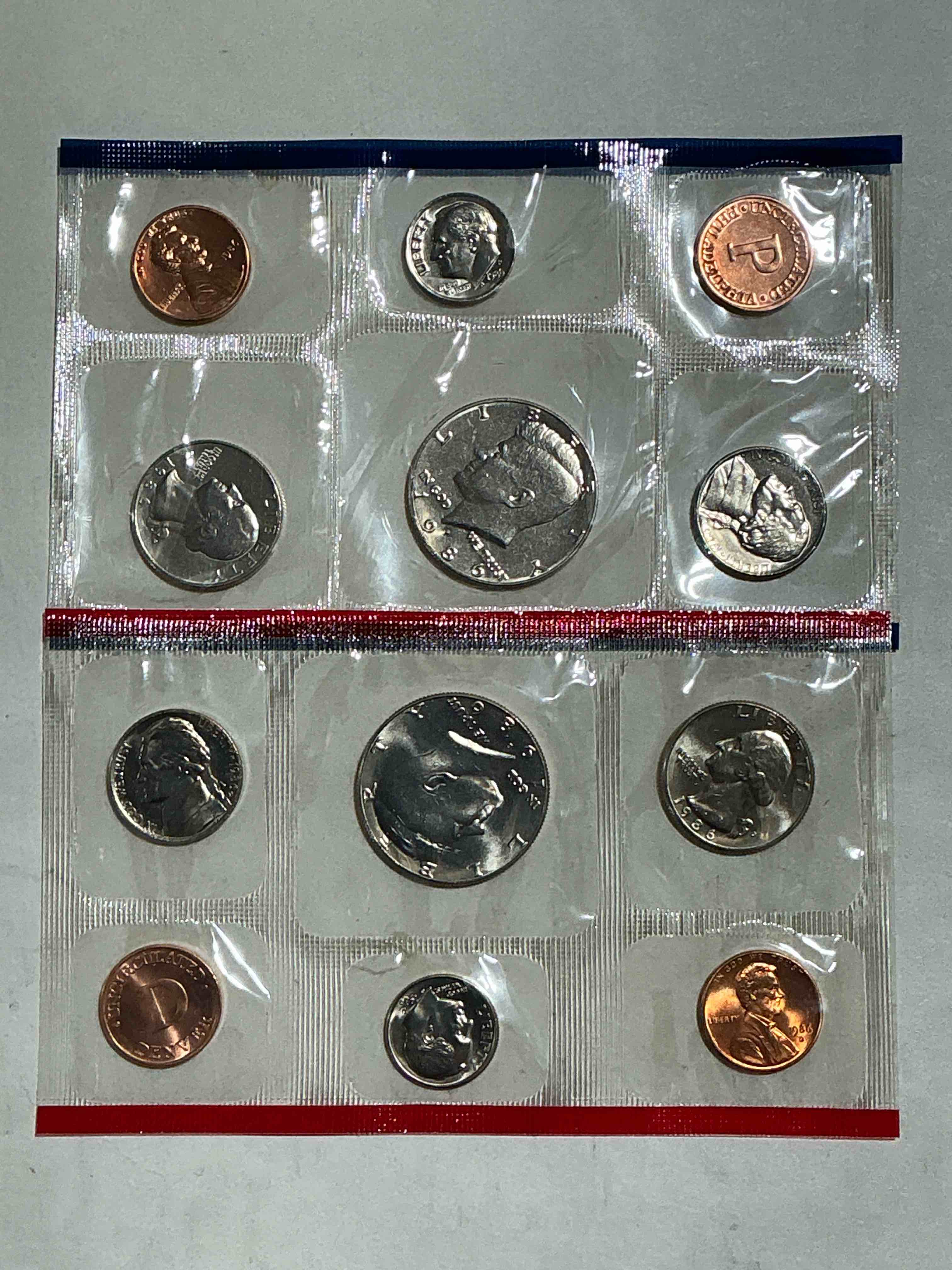 1986 mint coins! 12 coin lot, all uncirculated! pennies, quarters, nickels & dimes! wow!