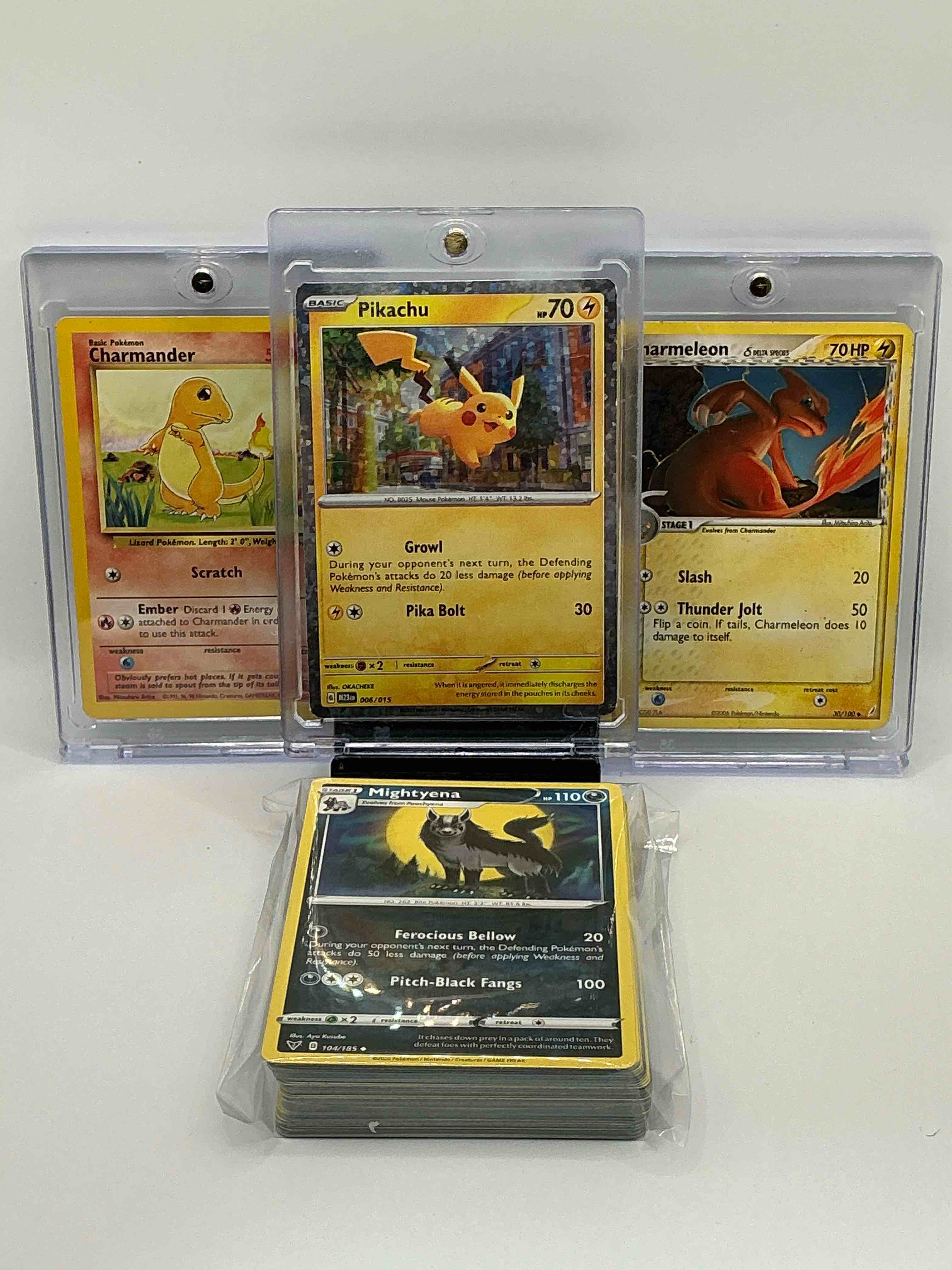 pokémon palooza! silver & yellow shimmer growl pika bolt pikachu! yellow & orange slash thunder jolt charmeleon! yellow & red scratch ember basic pokemon charmander! along with 50 other pokémon heroes, legends & more!