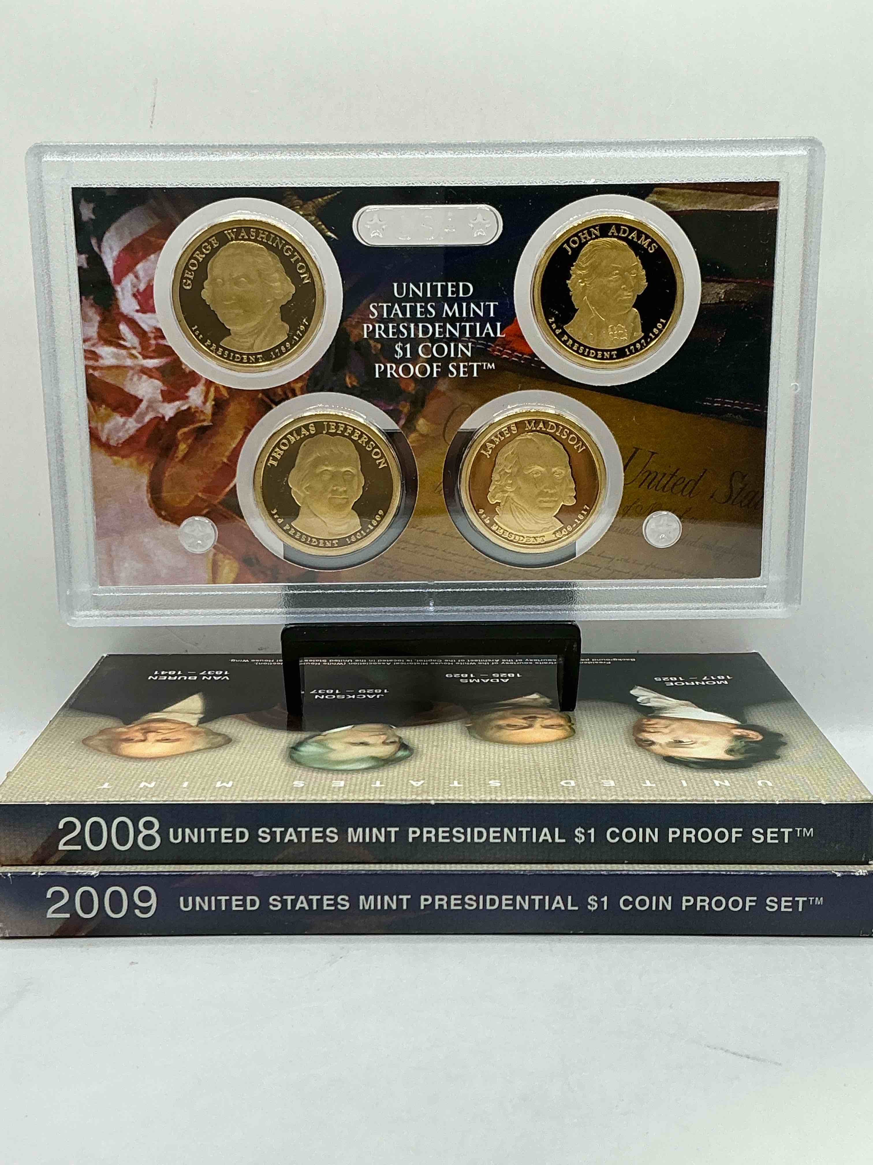 2007-09 presidential mint sets! four coins each set, encased in plastic… ultra rare! these coin sets are rare & hard to find, perfect to add to any collection!