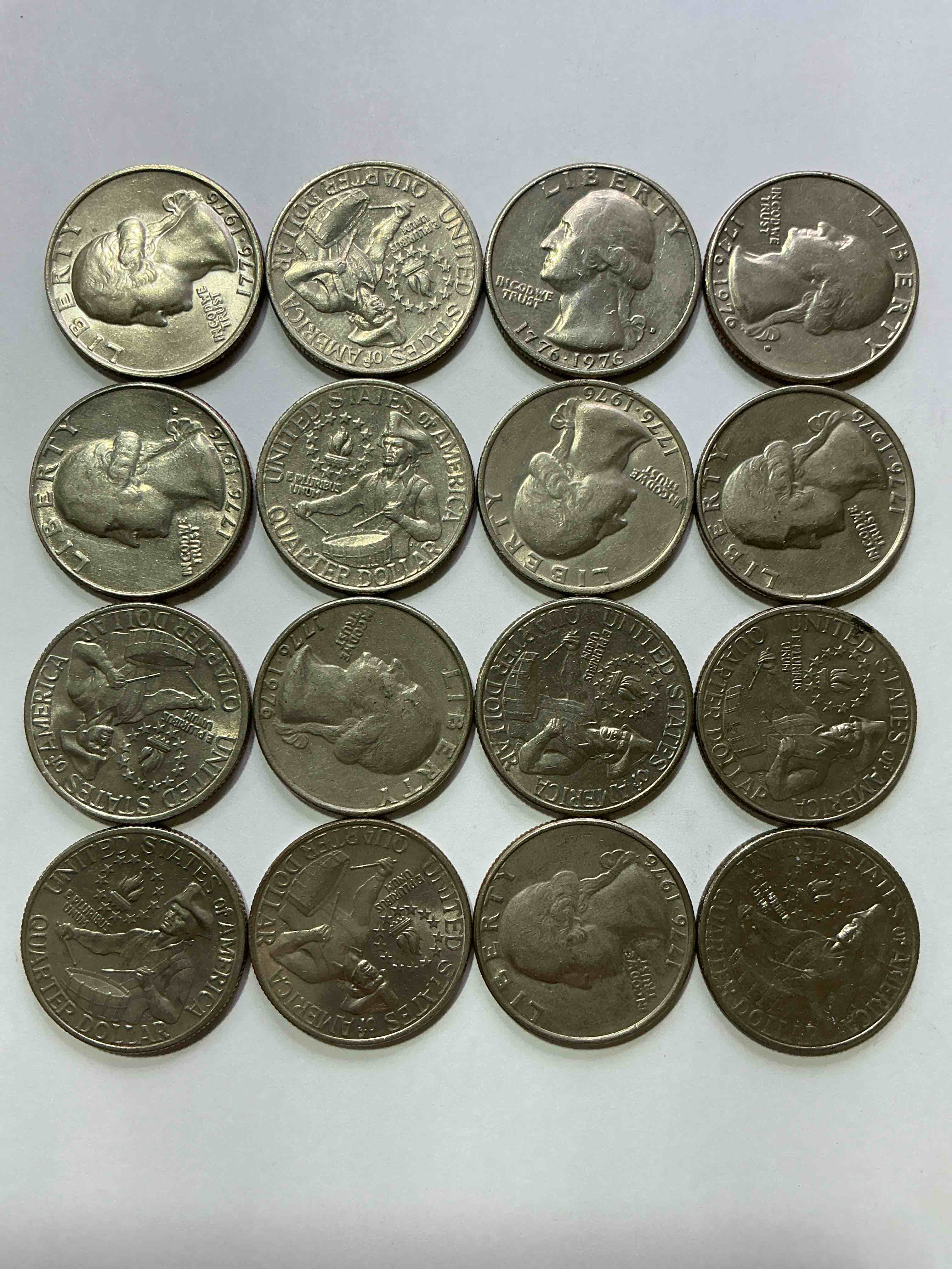 Condition photo showing Good Condition for 1976 Bicentennial Bliss! Quarters! In 1976 The U.S. Mint Produced Coins Celebrating The 200 Year Anniversary Of America. Up For Auction Are Awesome Examples Of Bicentennial Quarters Produced For This... The Infamous 200 Year Anniversary Edition! Highly Desirable For Collectors! Own Pieces Of History & Get Ready For America's 250 Year Anniversary Coming Soon!