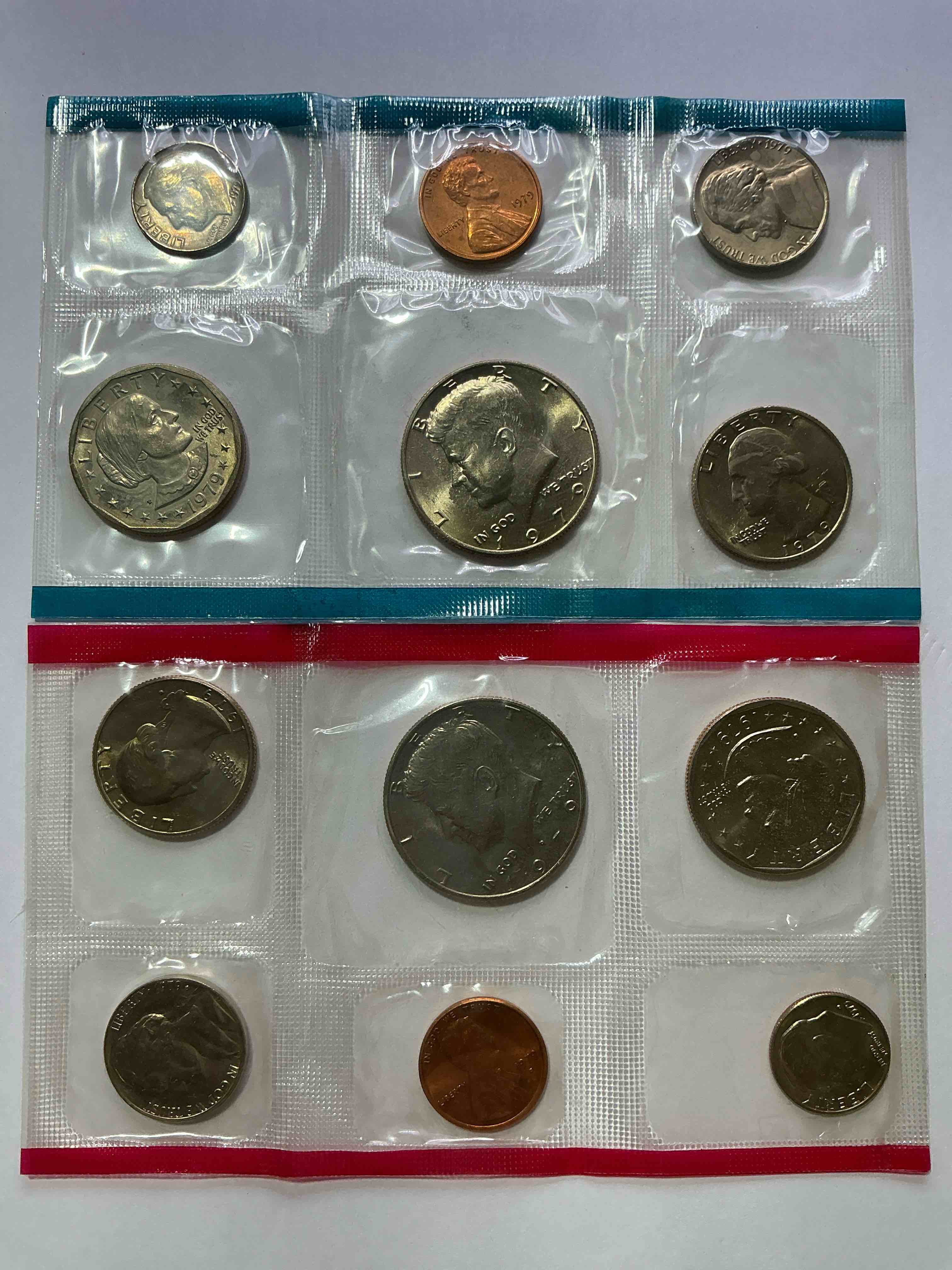 1979 mint coins, 12 coin denver & philadelphia mint! first year of the susan b. anthony dollars! dollar coins, half dollars, quarters, dimes, nickels & pennies! wow!