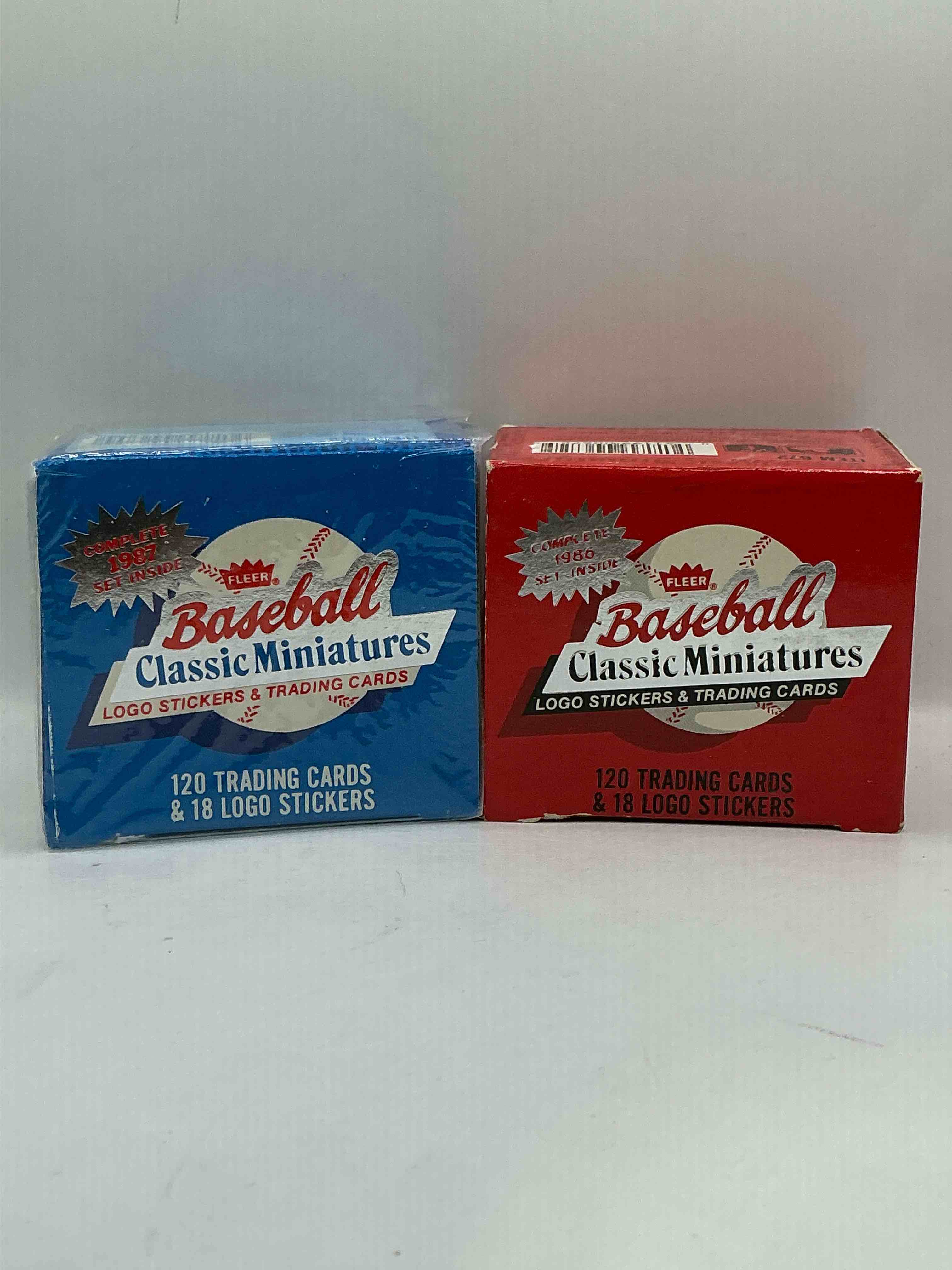 1986 & 1987 Miniature Baseball Complete Sets! Logo & Sticker Trading Cards! Fleer 1986 & 1987 Mini Baseball Boxes!