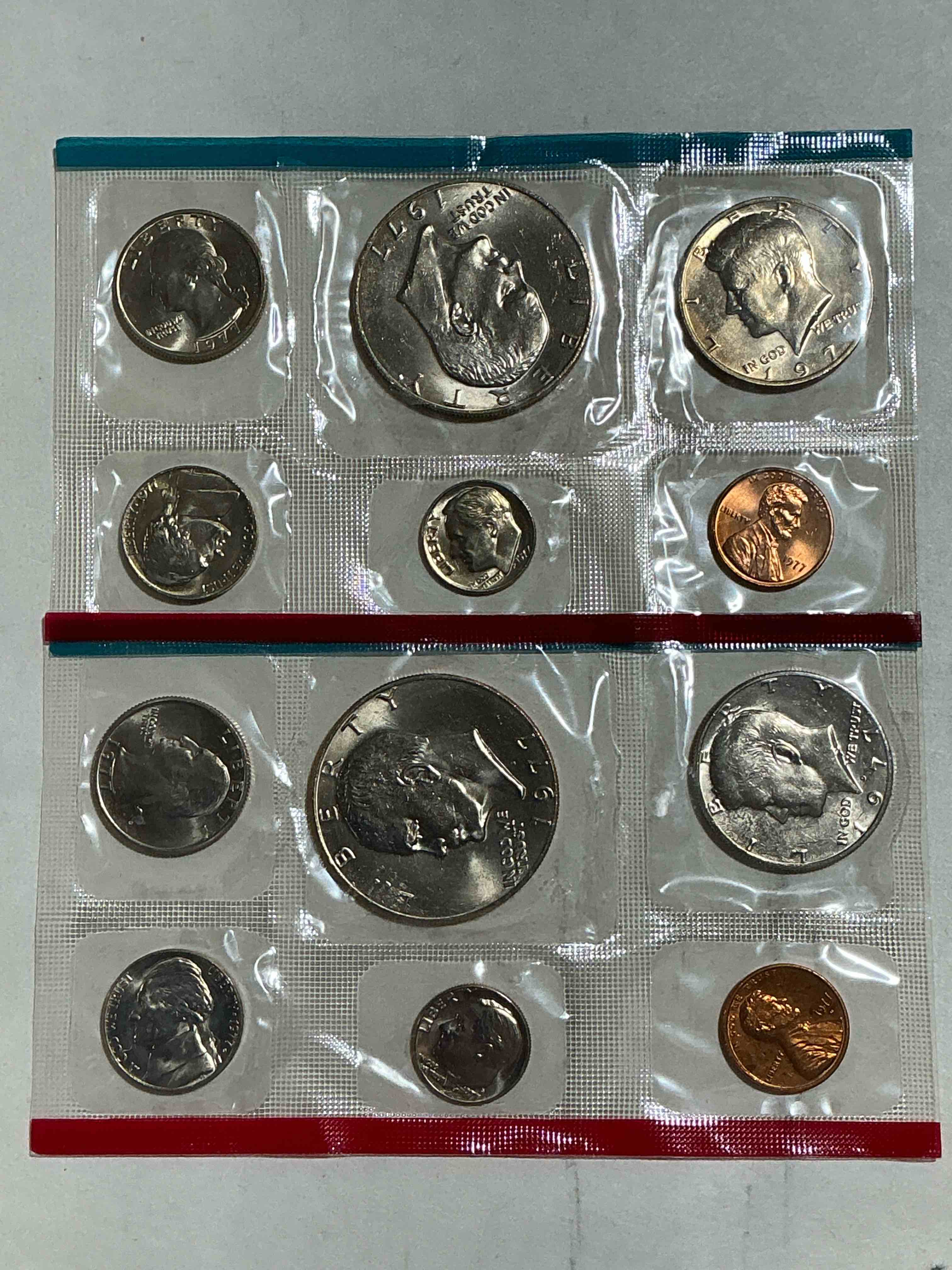 1977 mint coins! 12 coin lot, all uncirculated! pennies, quarters, nickels, dimes & half dollars! wow!