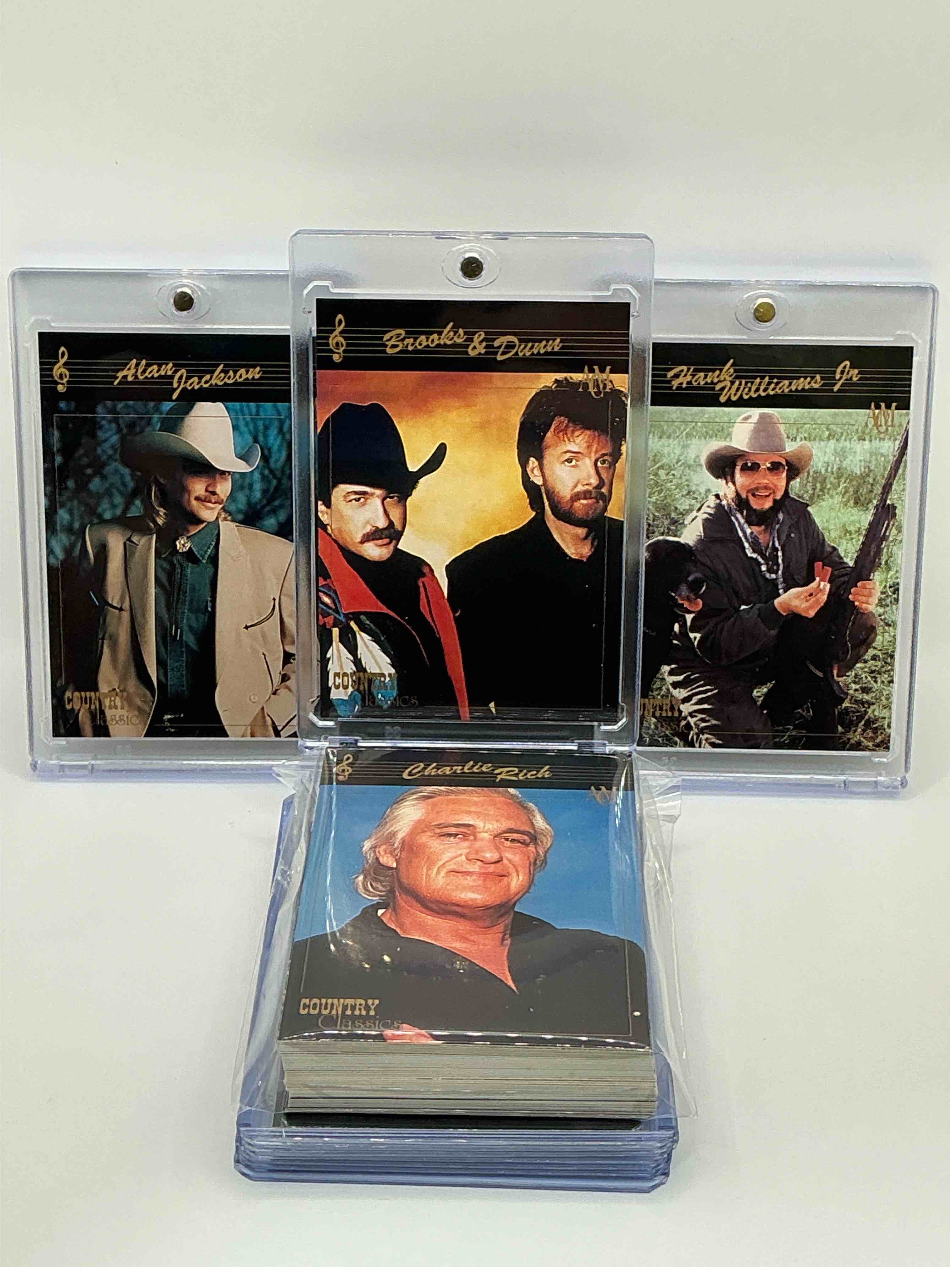 hank williams jr! brooks & dunn! allen jackson! wow! country classics series i collector’s cards! originally wrapped 1992 collector’s cards set, 100 cards includes! limited edition, grab them while you can!