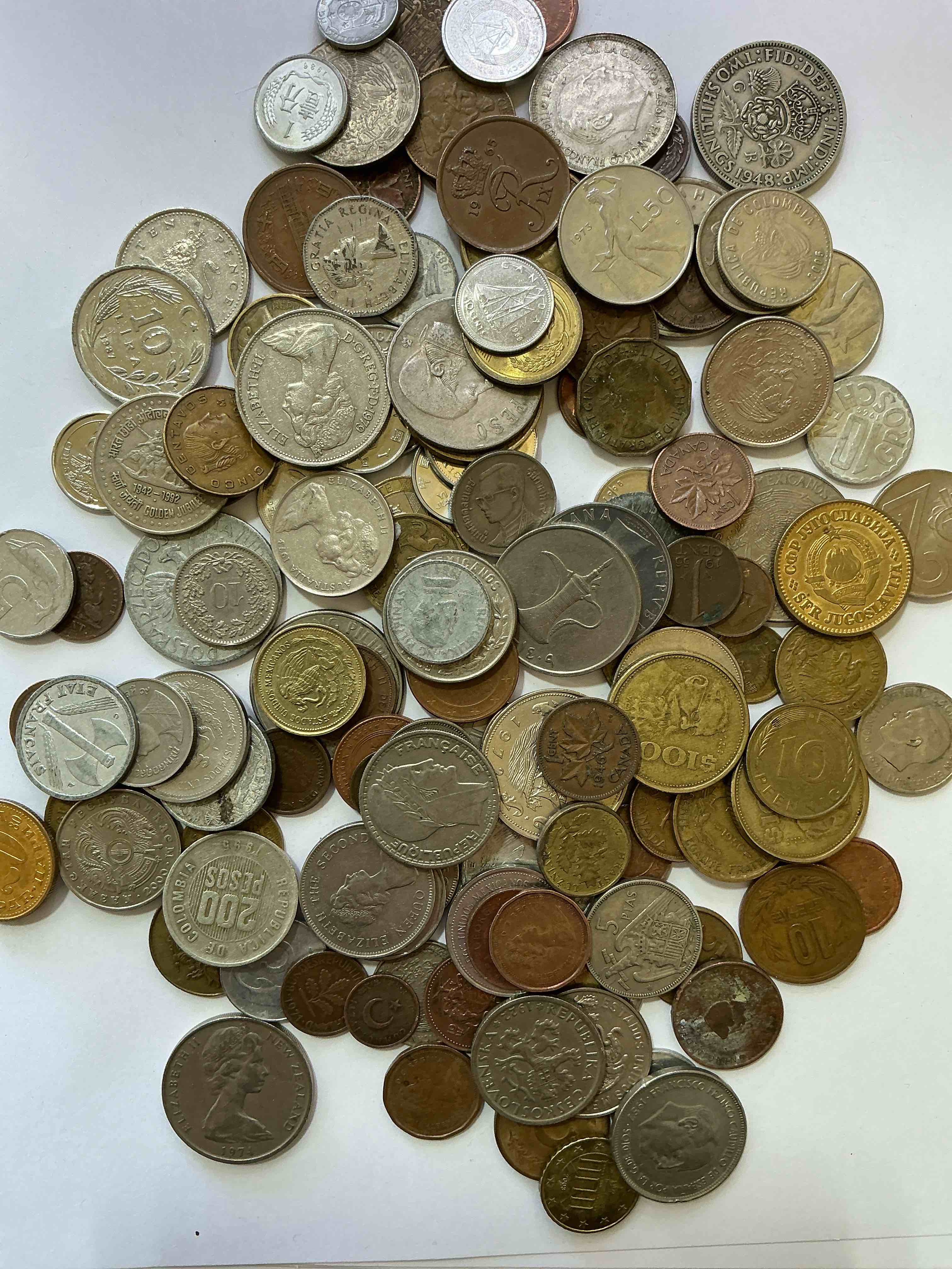 Condition photo showing Good Condition for World Coins, Antique & Vintage! Each Lot Is Unique! Many Different Years, Countries, Sizes & Exotic Places. This Cool Collection Of Antique Coins From Around The World Is Loads Of Fun! Have Fun Identifying Each Coin & Country As A Great Educational Tool! A Great Investment Too!