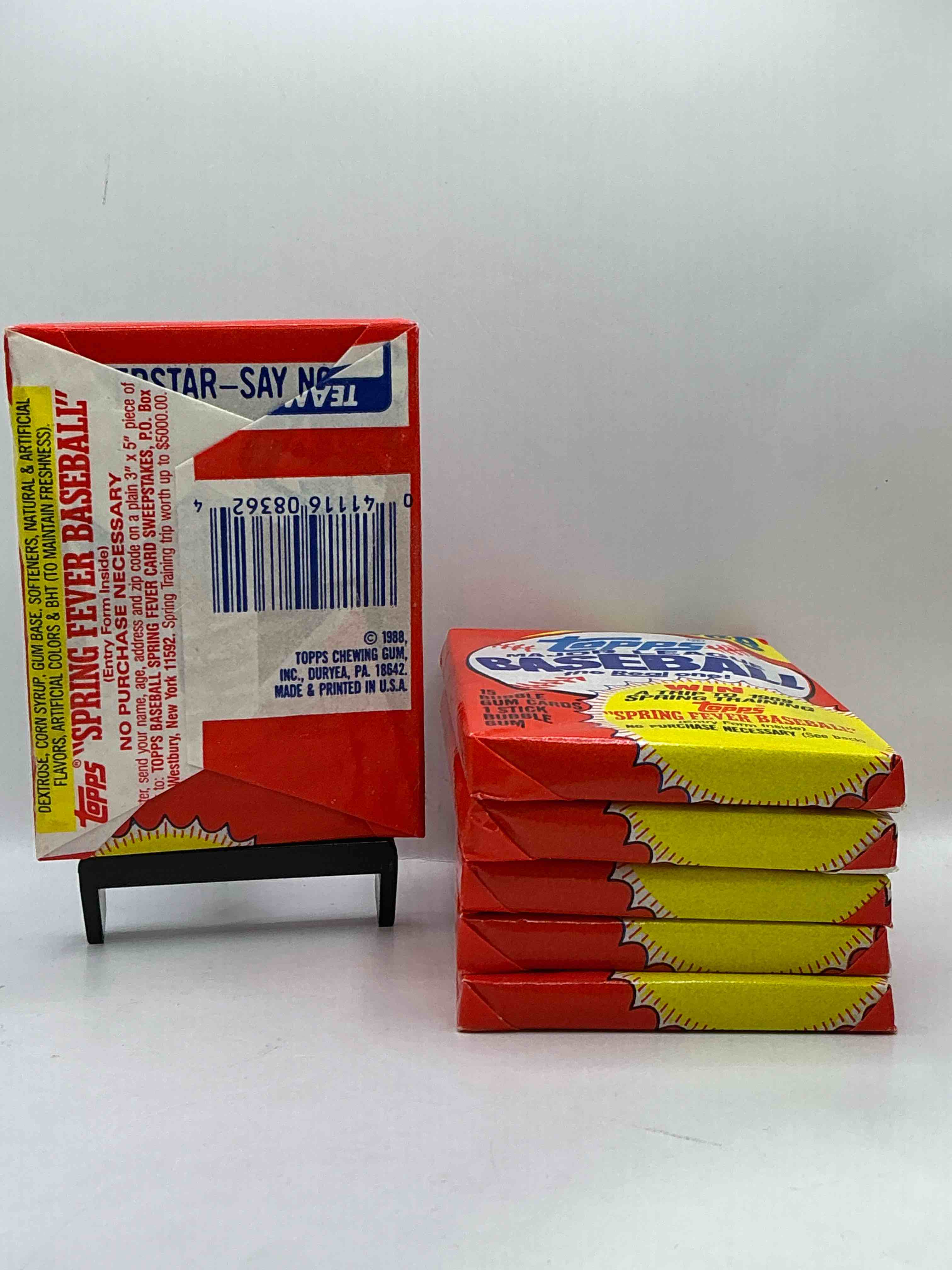 Condition photo showing New/Like New for 80's Baseball Fan's Rejoice! 1988 Topps Baseball Unopened Wax Packs Full Of Collectible Trading Cards! Search For Valuable Don Mattingly "World Of Baseball" & Nolan Ryan Cards Worth Hundreds In Perfect Condition!