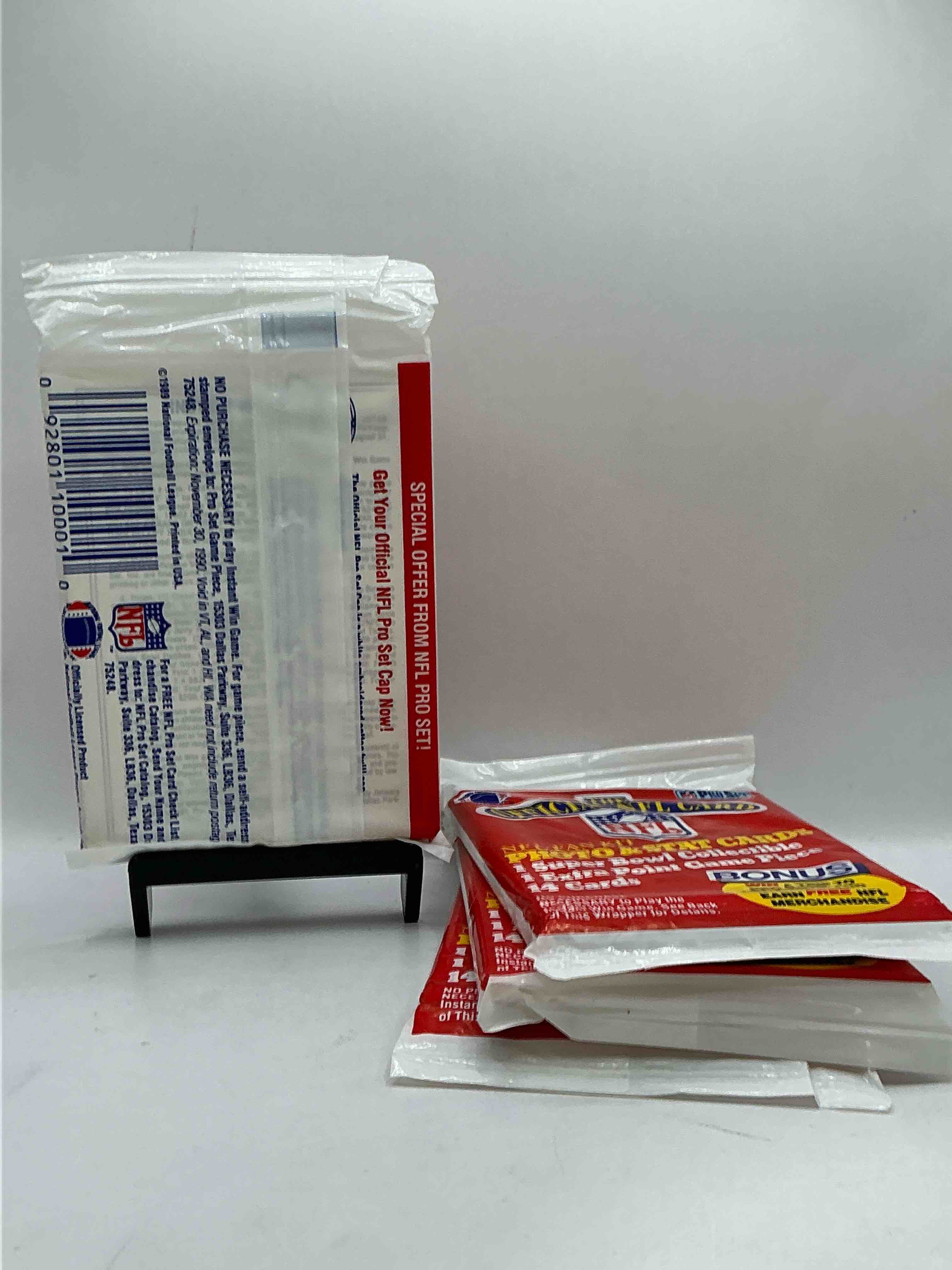 Condition photo showing New/Like New for Loaded! 1989 Pro Set Football Sealed Card Pack, Direct From Original Retail Case!Highly Sought After By Collectors As This Year Is Loaded With High Profile Rookies!Search For Rookie Cards From Barry Sanders, Deion Sanders, Troy Aikman, Michael Irvin & Much More! Getting Hard To Find!