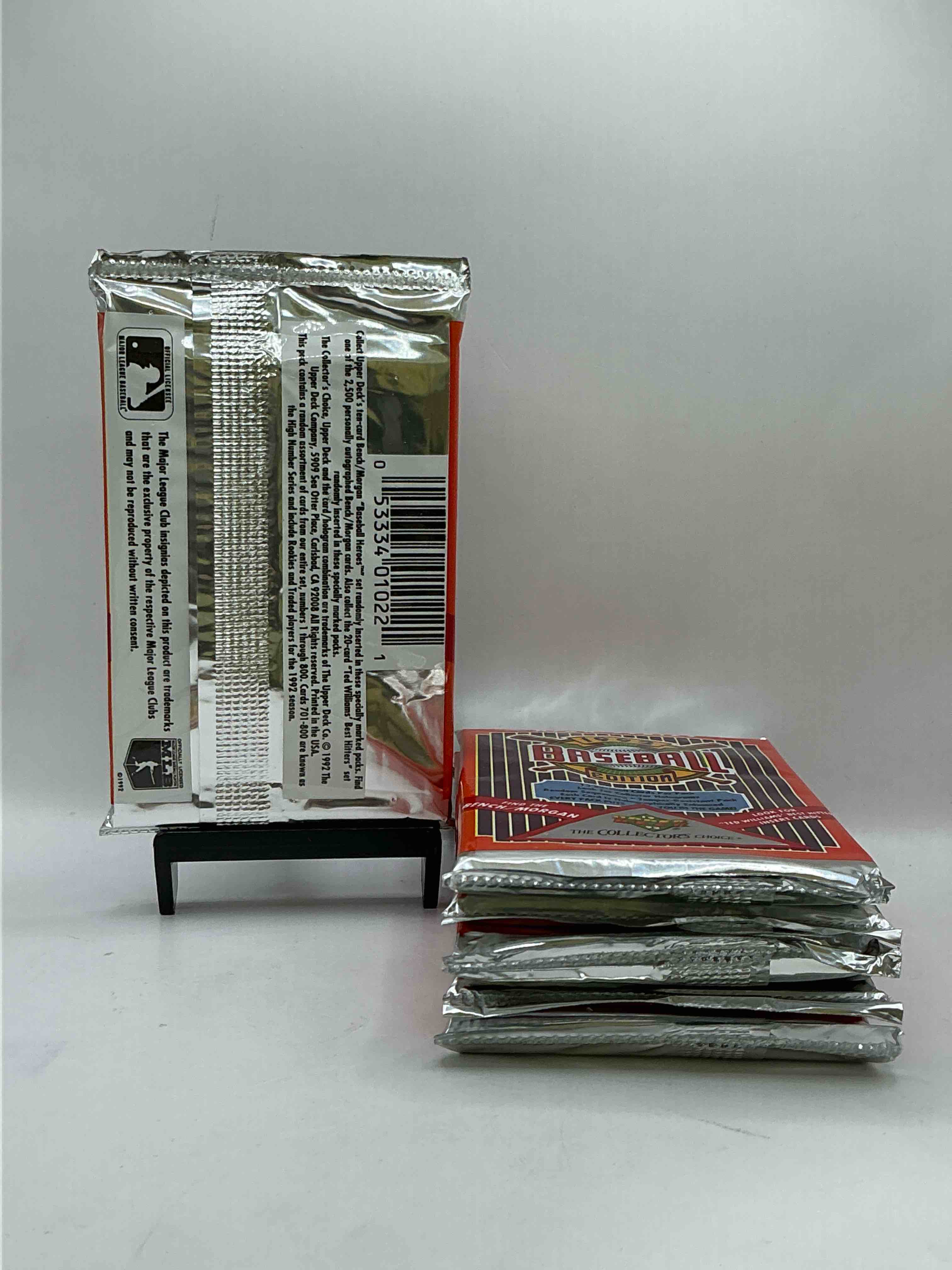 Condition photo showing New/Like New for 1992 Upper Deck Baseball Sealed Sports & Collectible Card Pack, Direct From Original Sealed Retail Case! Search For Ultra Rare & Valuable Ted Williams & Johnny Bench Signed Insert Cards As Well As Deion Sanders, Ken Griffey Jr., Nolan Ryan & So Much More!