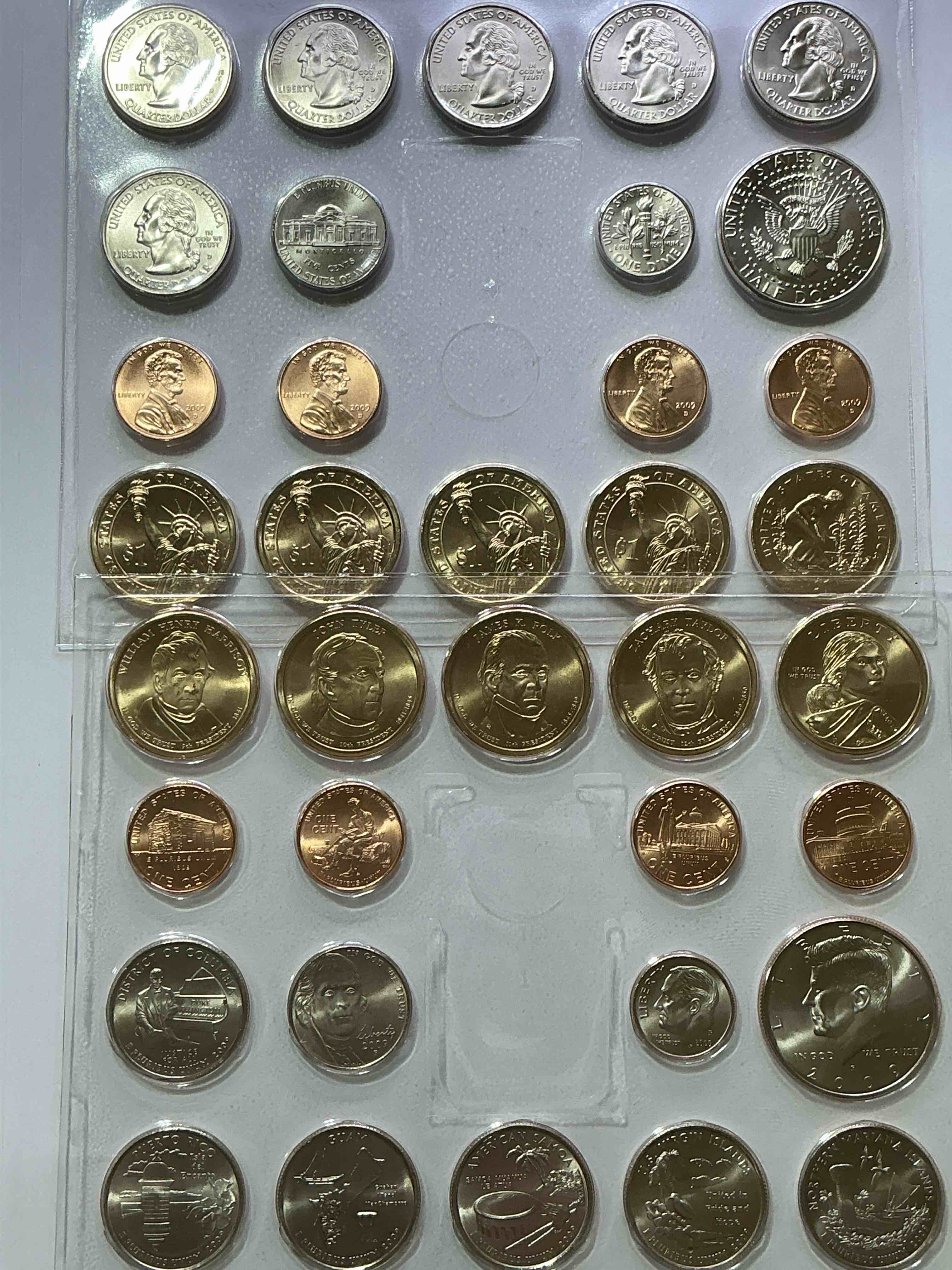 Condition photo showing New/Like New for 36 Coin Craziness! Denver & Philly Mints! 2009 Uncirculated Mint Set Coins! Includes Half Dollars, President Dollar Coins, Dimes, Nickels, Pennies & Quarters! Cool Coin Collectible! 