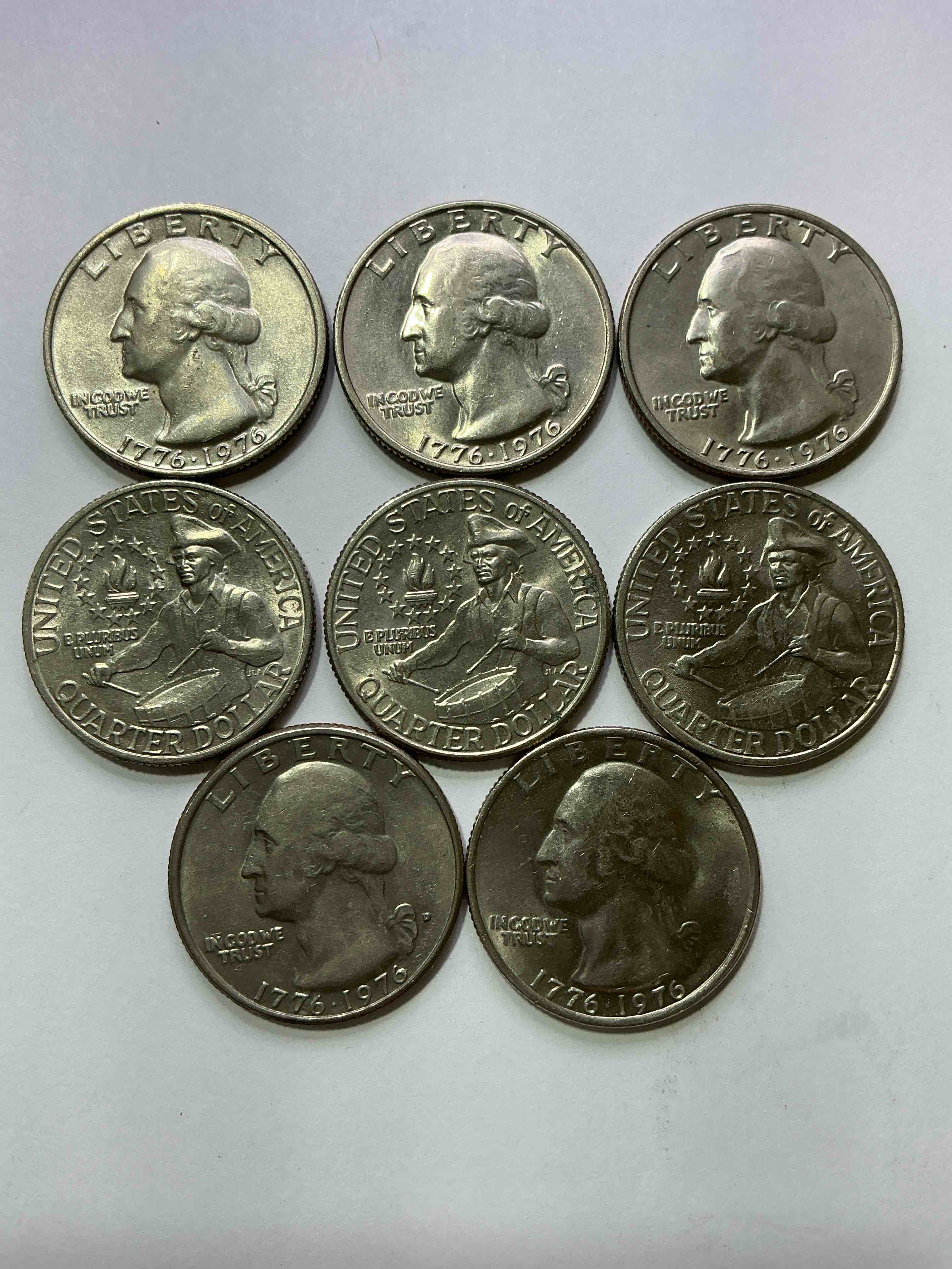 Condition photo showing Good Condition for 1976 Bicentennial Bliss! Quarters! In 1976 The U.S. Mint Produced Coins Celebrating The 200 Year Anniversary Of America. Up For Auction Are Awesome Examples Of Bicentennial Quarters Produced For This... The Infamous 200 Year Anniversary Edition! Highly Desirable For Collectors! Own Pieces Of History & Get Ready For America's 250 Year Anniversary Coming Soon!