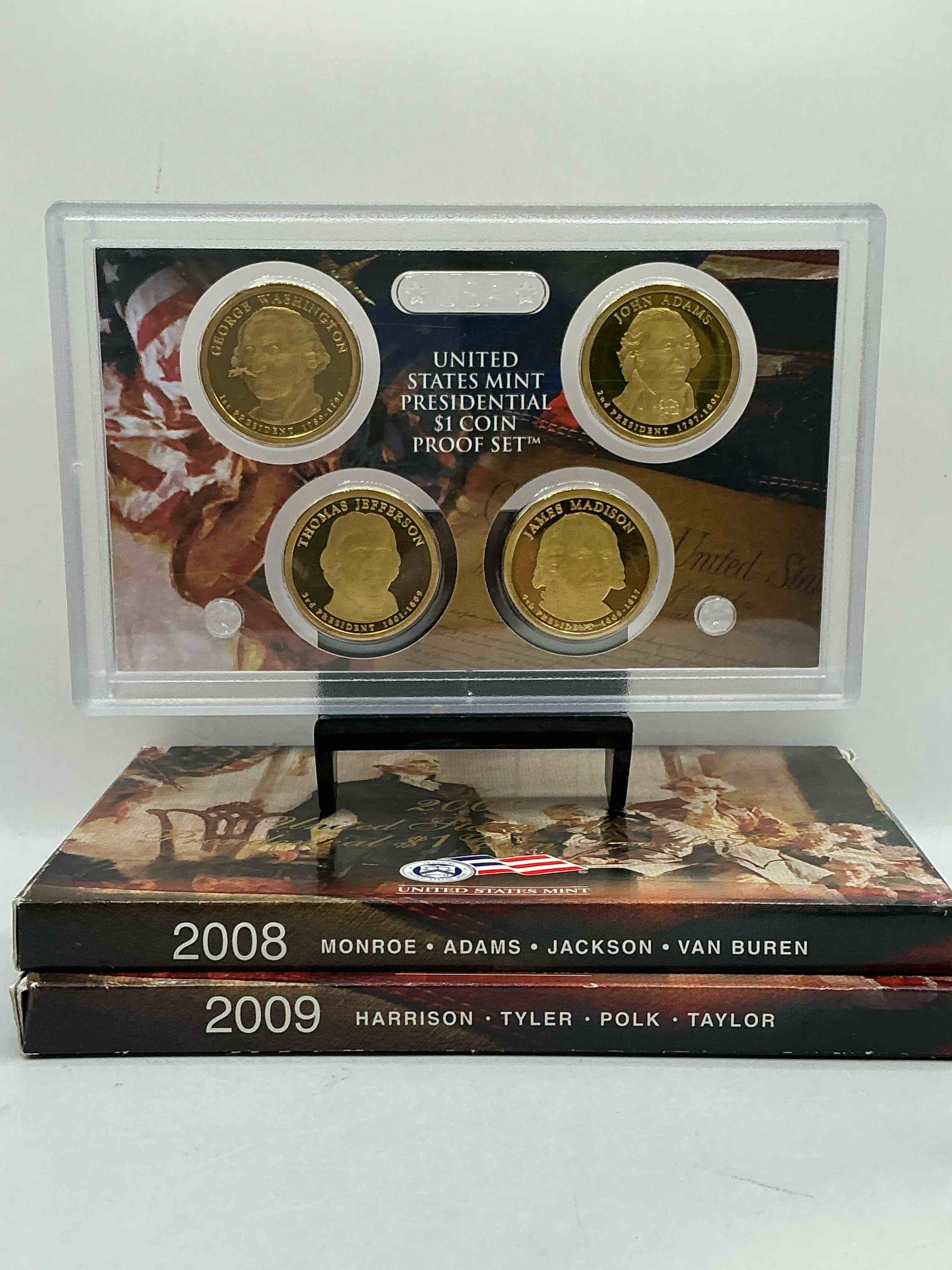 2007-09 presidential mint sets! four coins each set, encased in plastic… ultra rare! these coin sets are rare & hard to find, perfect to add to any collection!