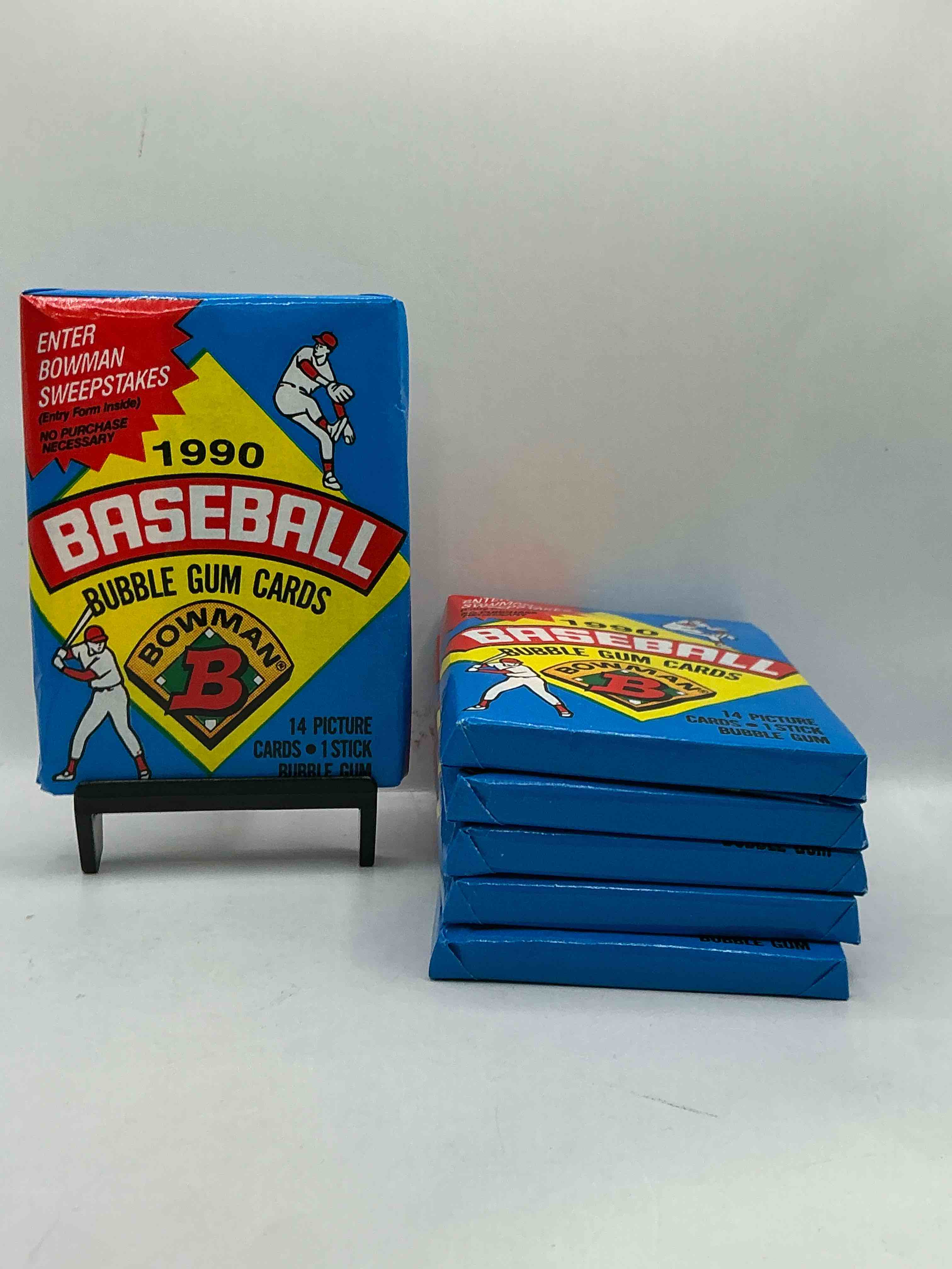 1990 bowman baseball unopened sports card wax packs! direct from original box! look for frank thomas & larry walker rookie cards!