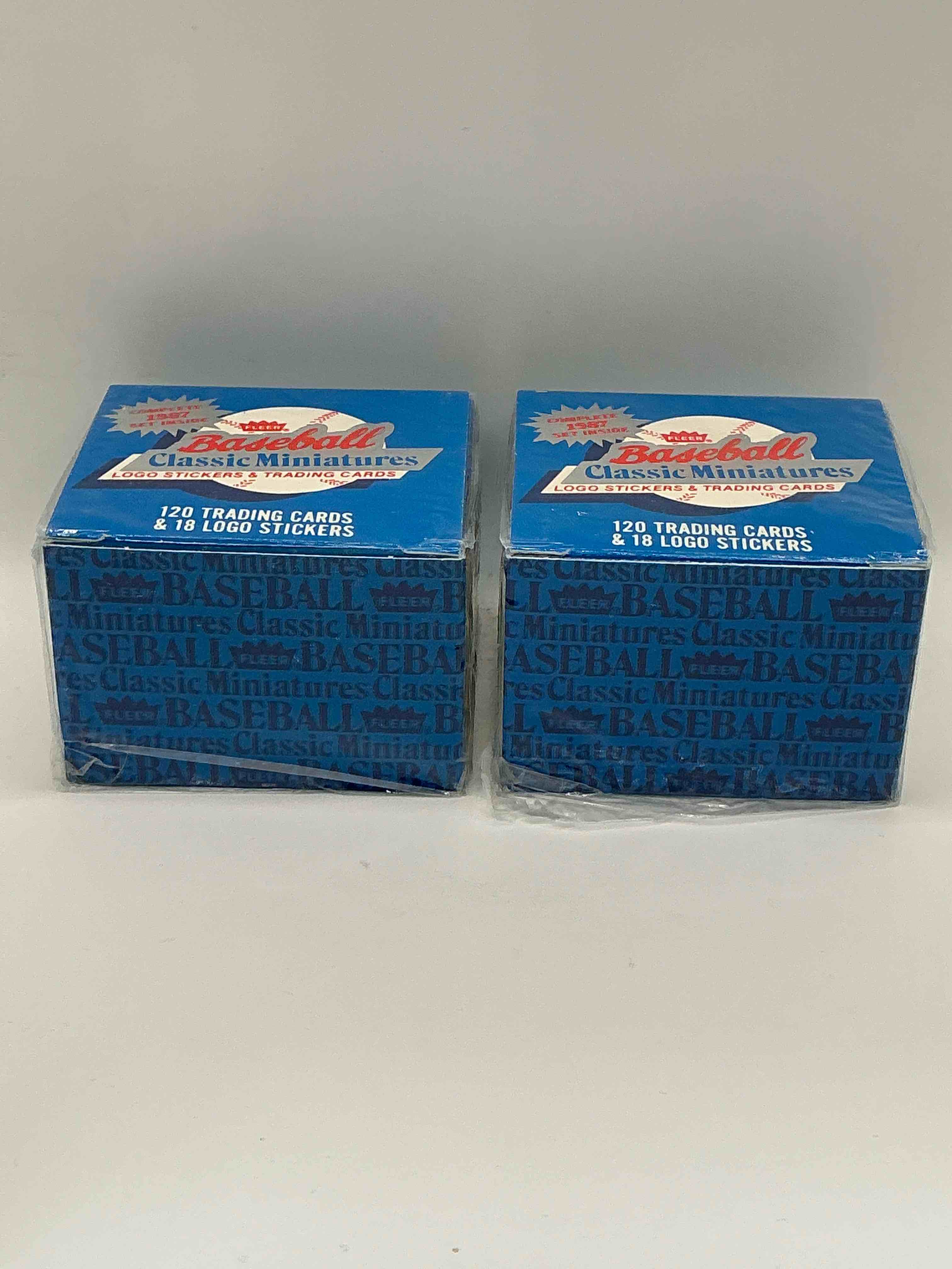 1987 miniature baseball complete sets! logo & sticker trading cards! fleer 1987 mini baseball boxes!