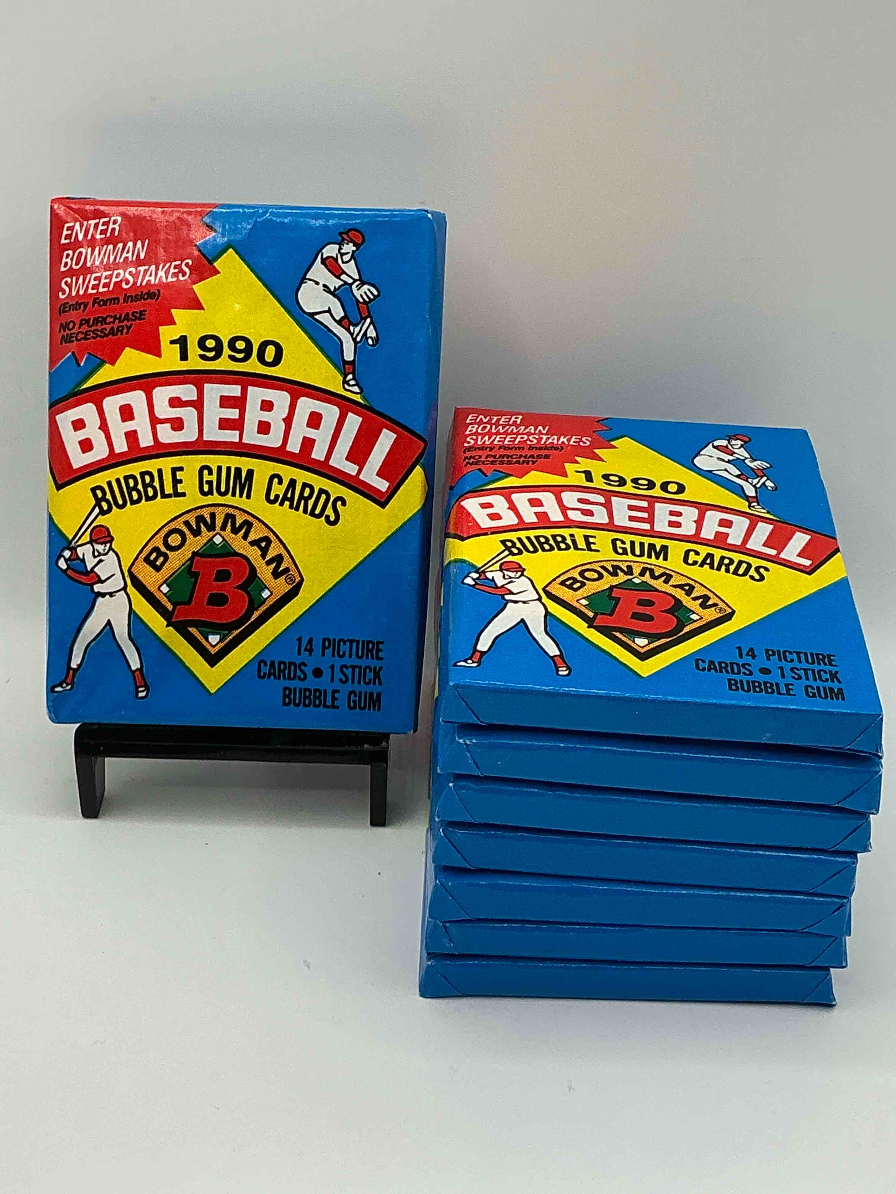 1990 bowman baseball unopened sports card wax packs! direct from original box! look for frank thomas & larry walker rookie cards!