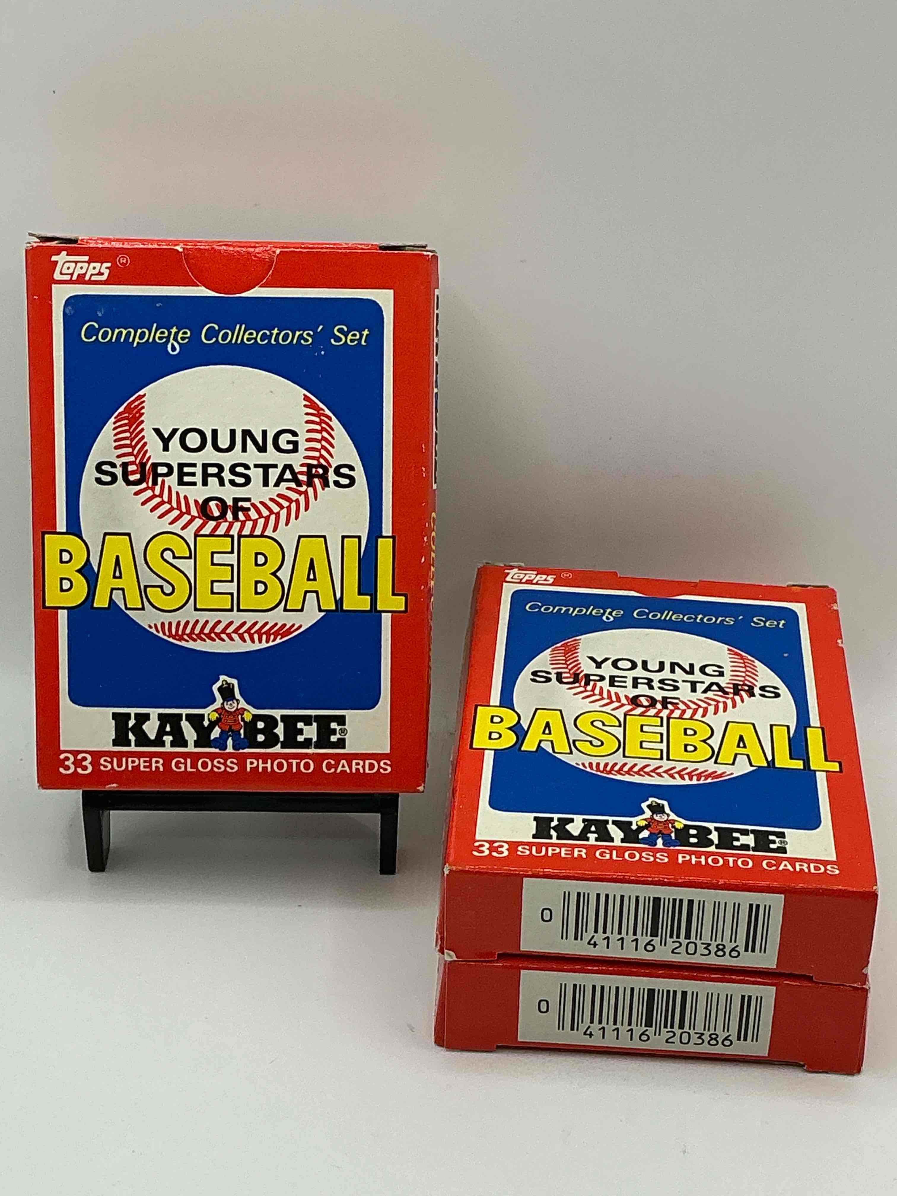 early darryl strawberry & kirby puckett! 1986 young superstars of baseball complete collector’s set! 33 of the biggest stars from the 80’s all included in this vintage “deck of cards” style collectable pack!