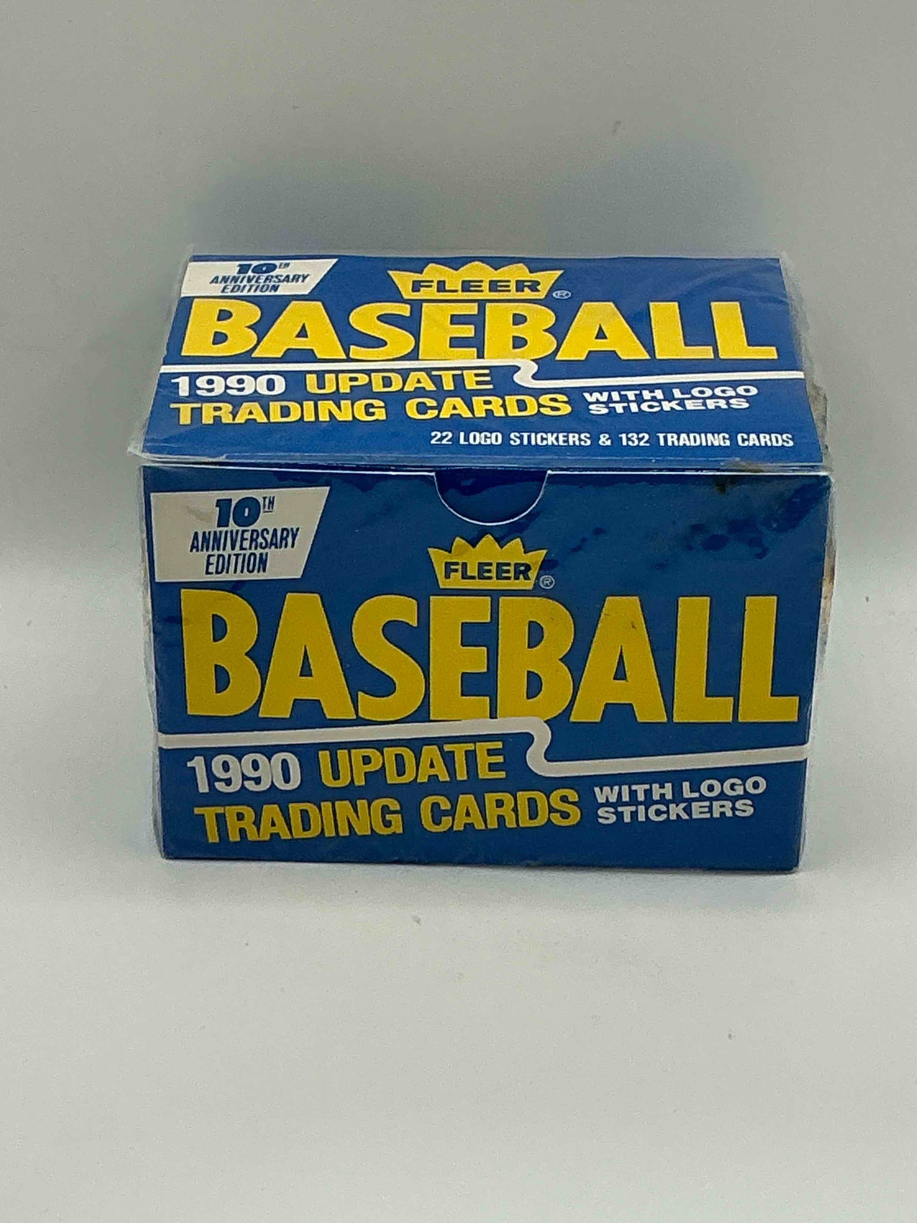 1990 update trading cards! 132 cards! fleer baseball unopened sports card original box! search for valuable collectible ken griffey jr cards! logo & sticker cards included! 10th anniversary edition! 