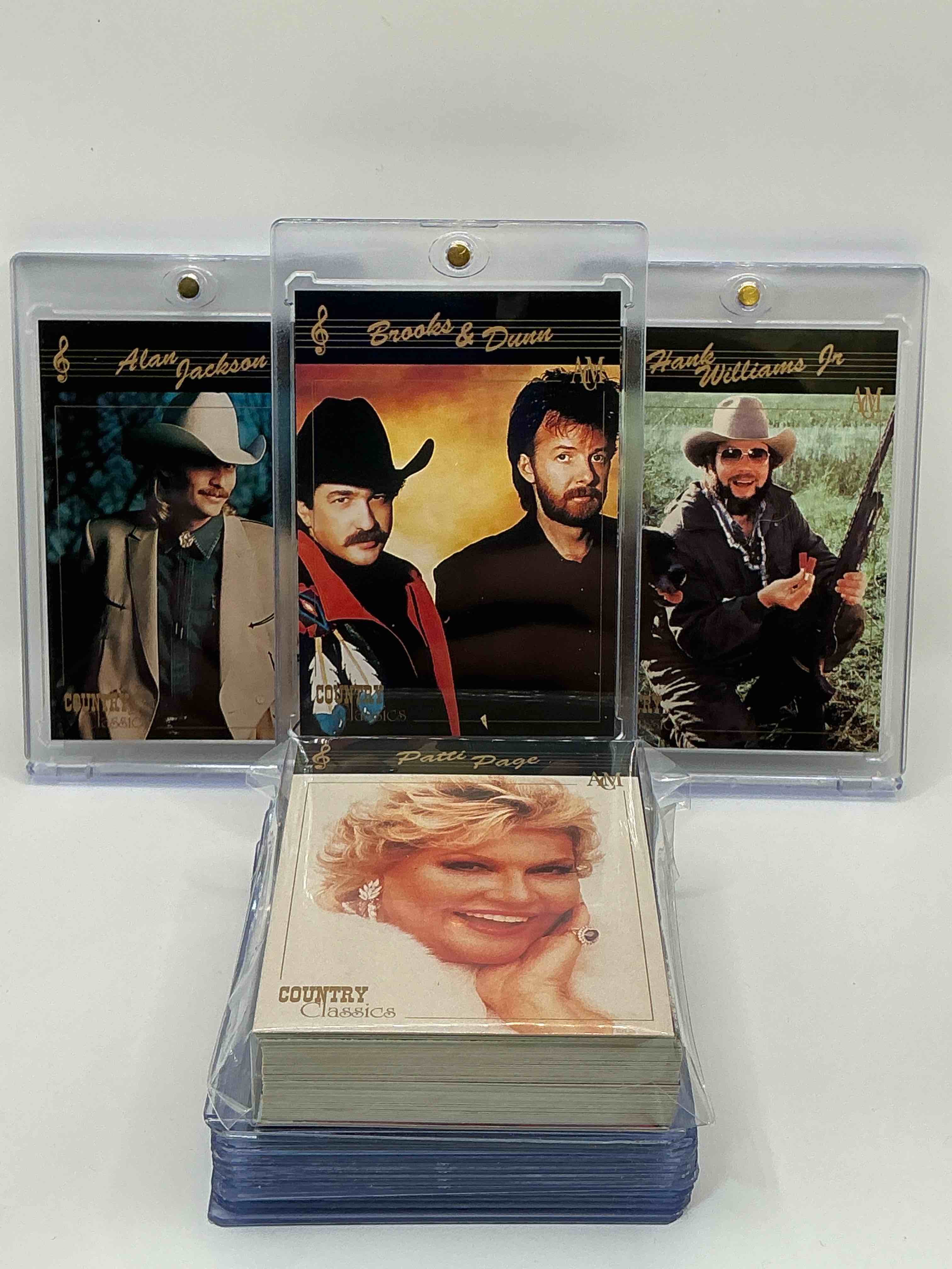 hank williams jr! brooks & dunn! allen jackson! wow! country classics series i collector’s cards! originally wrapped 1992 collector’s cards set, 100 cards includes! limited edition, grab them while you can!