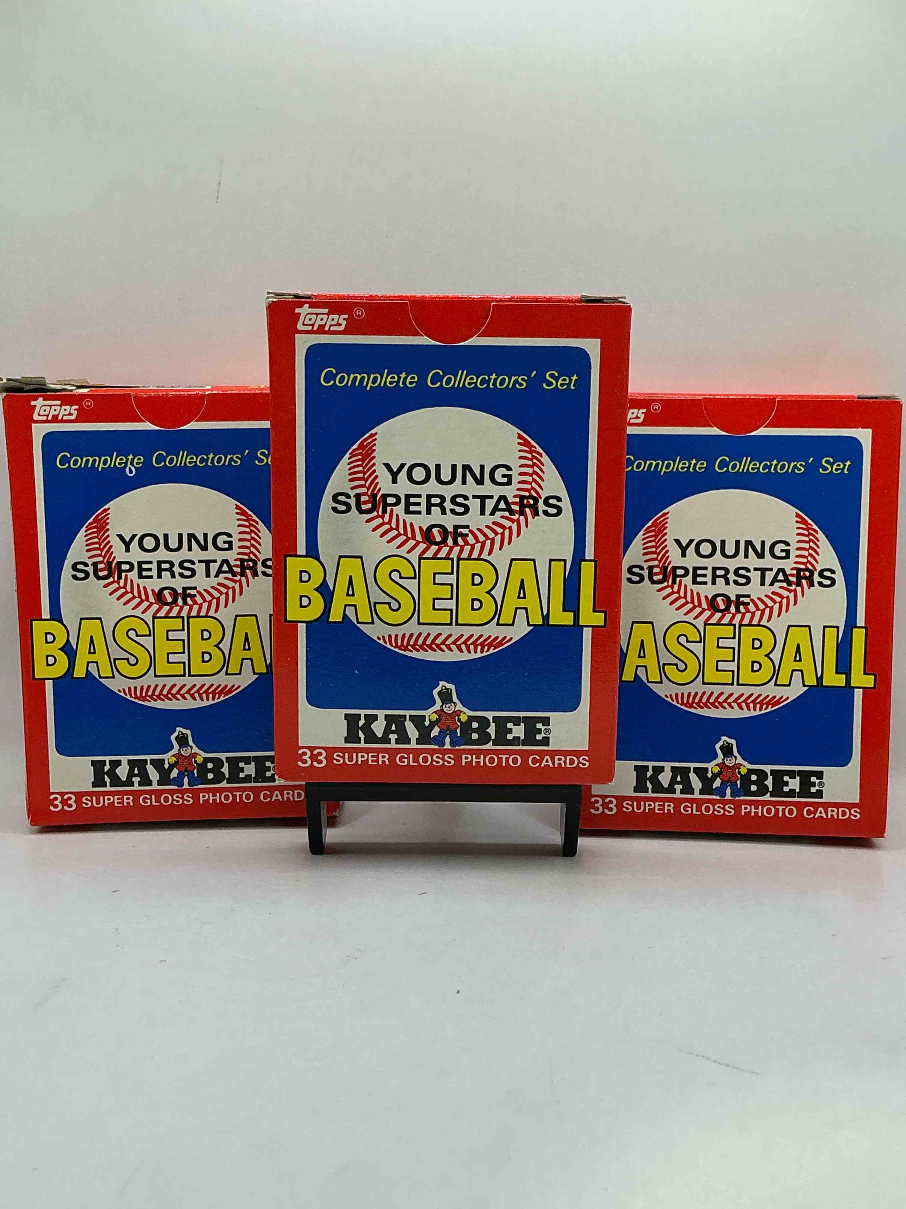 young superstars! mlb boxes! 33 card complete collector’s set! includes vince coleman, tony gwynn, don mattingly, kirby puckett, frank viola & more! awesome vintage baseball 1986 young superstars box!