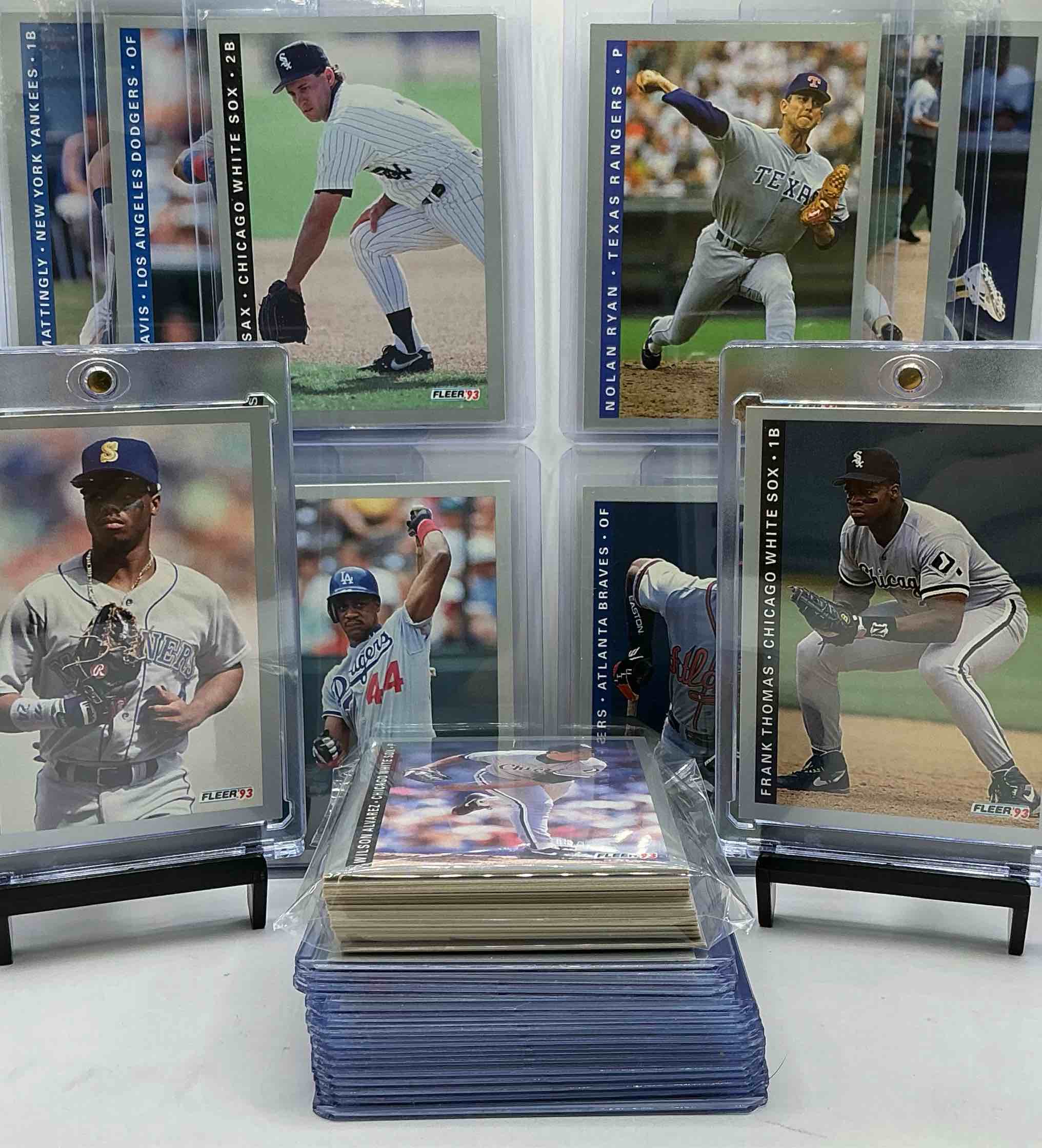 ken griffey jr, frank thomas, nolan ryan & more! 1993 fleer baseball! 50 card set, wow! includes some of the craziest cards & players of all time! some names include mark mcgwire, jose canseco, don mattingly, darryl strawberry, dwight gooden, kirby puckett, deion sanders, barry bonds, george brett, cal ripken, wade boggs, sammy sosa, john smoltz & more! baseball legends! 