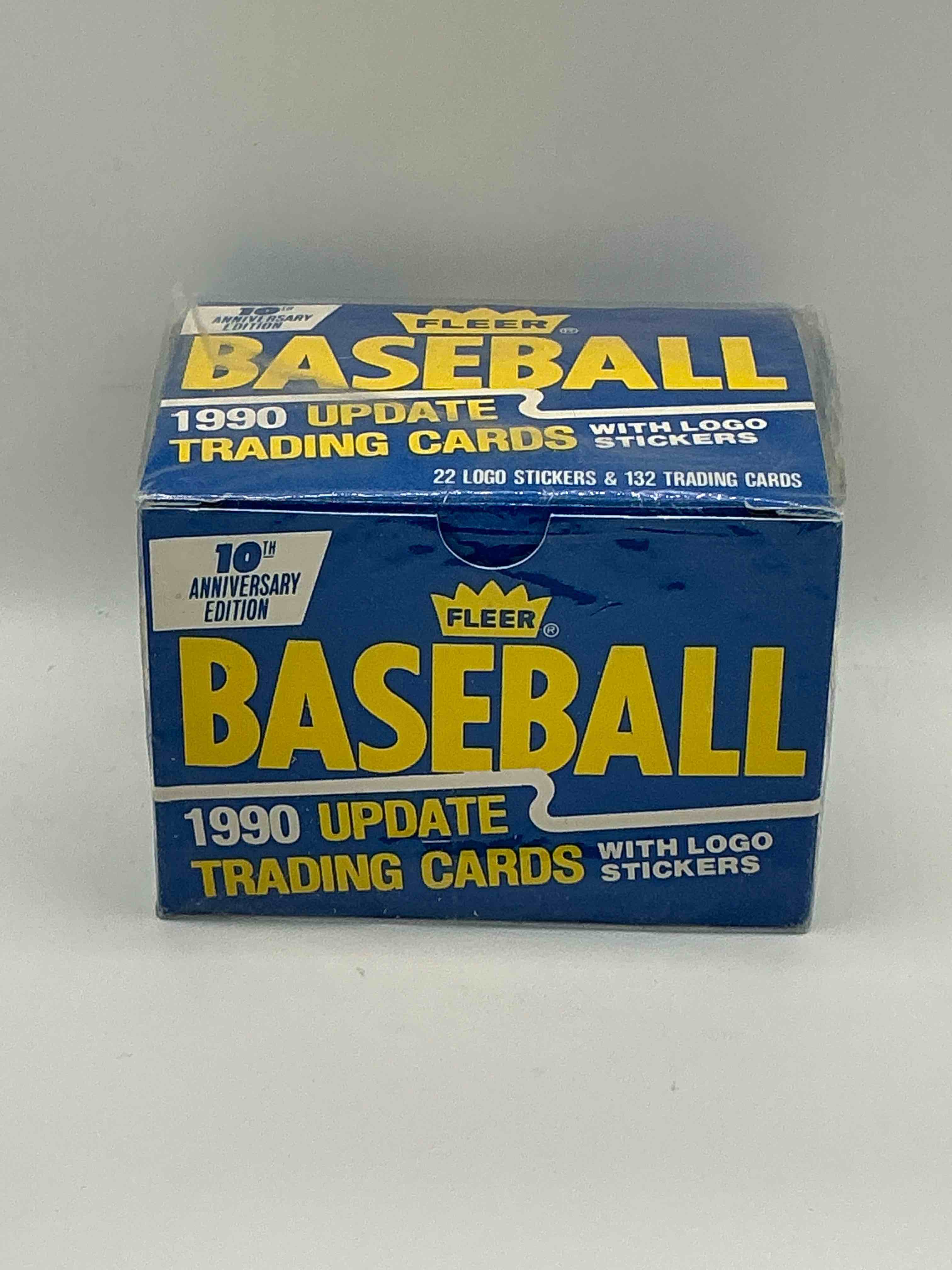 1990 update trading cards! 132 cards! fleer baseball unopened sports card original box! search for valuable collectible ken griffey jr cards! logo & sticker cards included! 10th anniversary edition! 