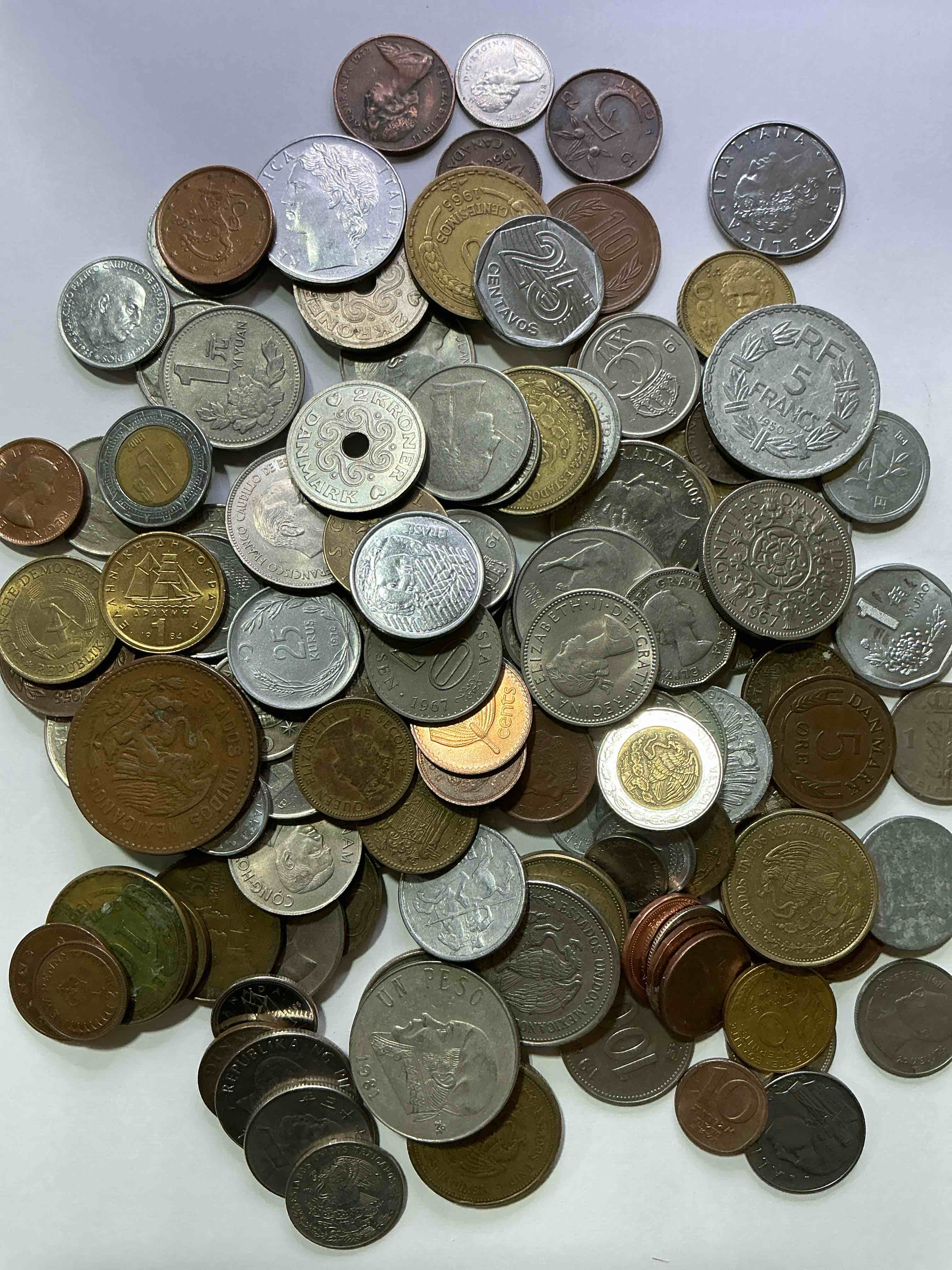 Condition photo showing Good Condition for World Coins, Antique & Vintage! Each Lot Is Unique! Many Different Years, Countries, Sizes & Exotic Places. This Cool Collection Of Antique Coins From Around The World Is Loads Of Fun! Have Fun Identifying Each Coin & Country As A Great Educational Tool! A Great Investment Too!
