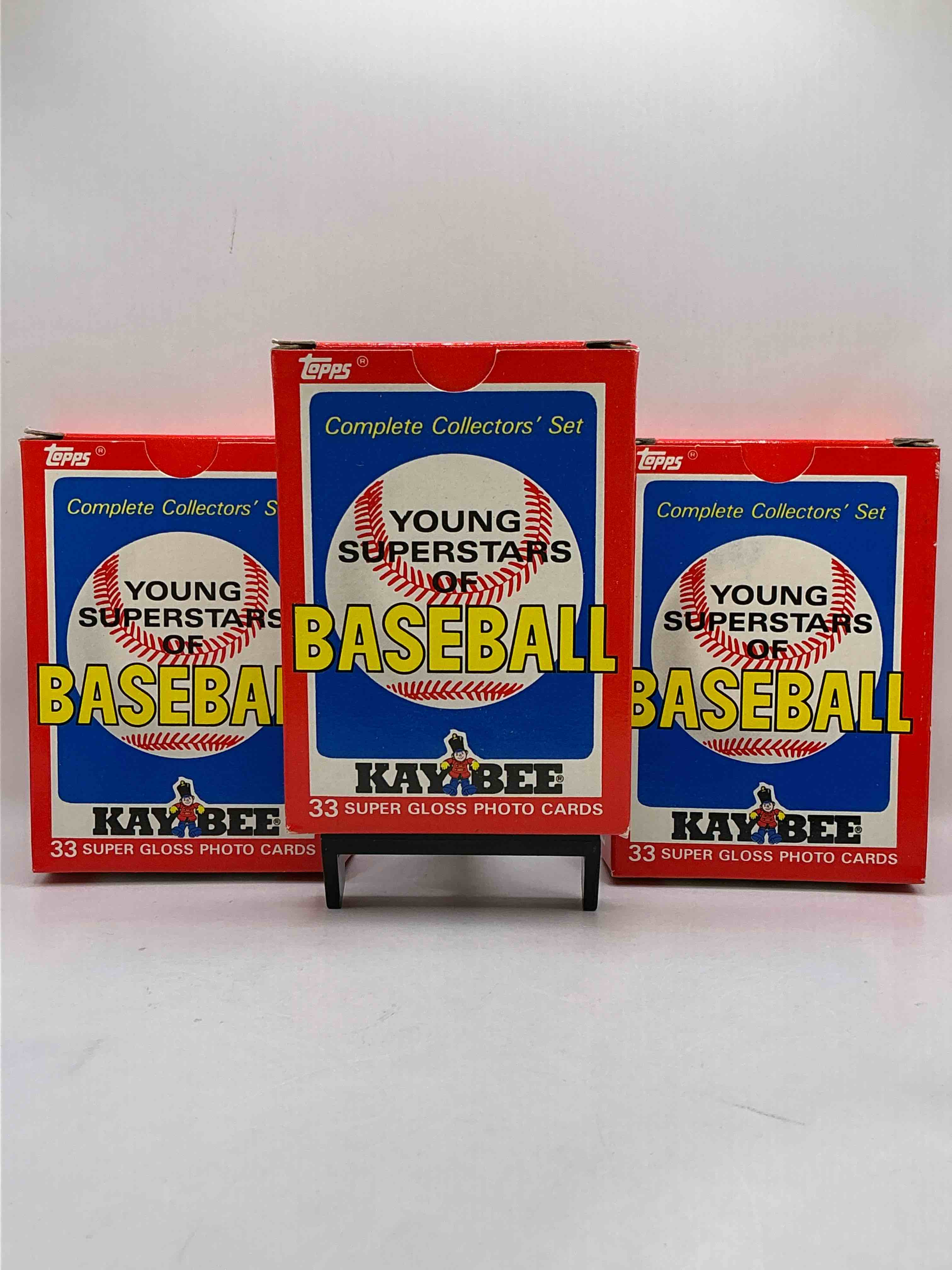 young superstars! mlb boxes! 33 card complete collector’s set! includes vince coleman, tony gwynn, don mattingly, kirby puckett, frank viola & more! awesome vintage baseball 1986 young superstars box!
