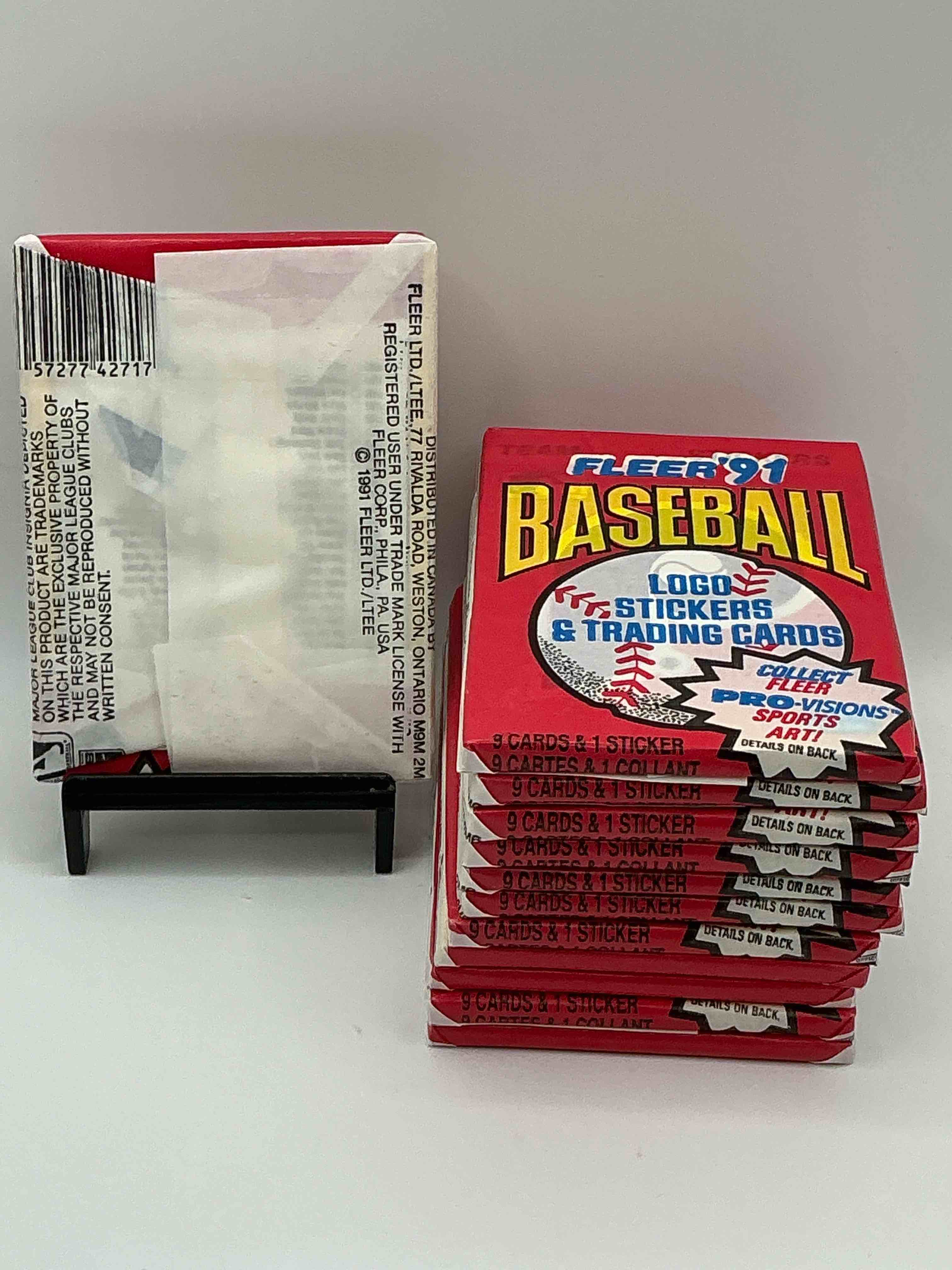 Condition photo showing New/Like New for 1991 Fleer Baseball Unopened Wax Pack, Direct From Original Sealed Retail Case Search For Griffey Jr. & Barry Bonds "Generation Stars" Combo Card #710 (PSA 10 Value $200), Nolan Ryan, Don Mattingly & So Much More!