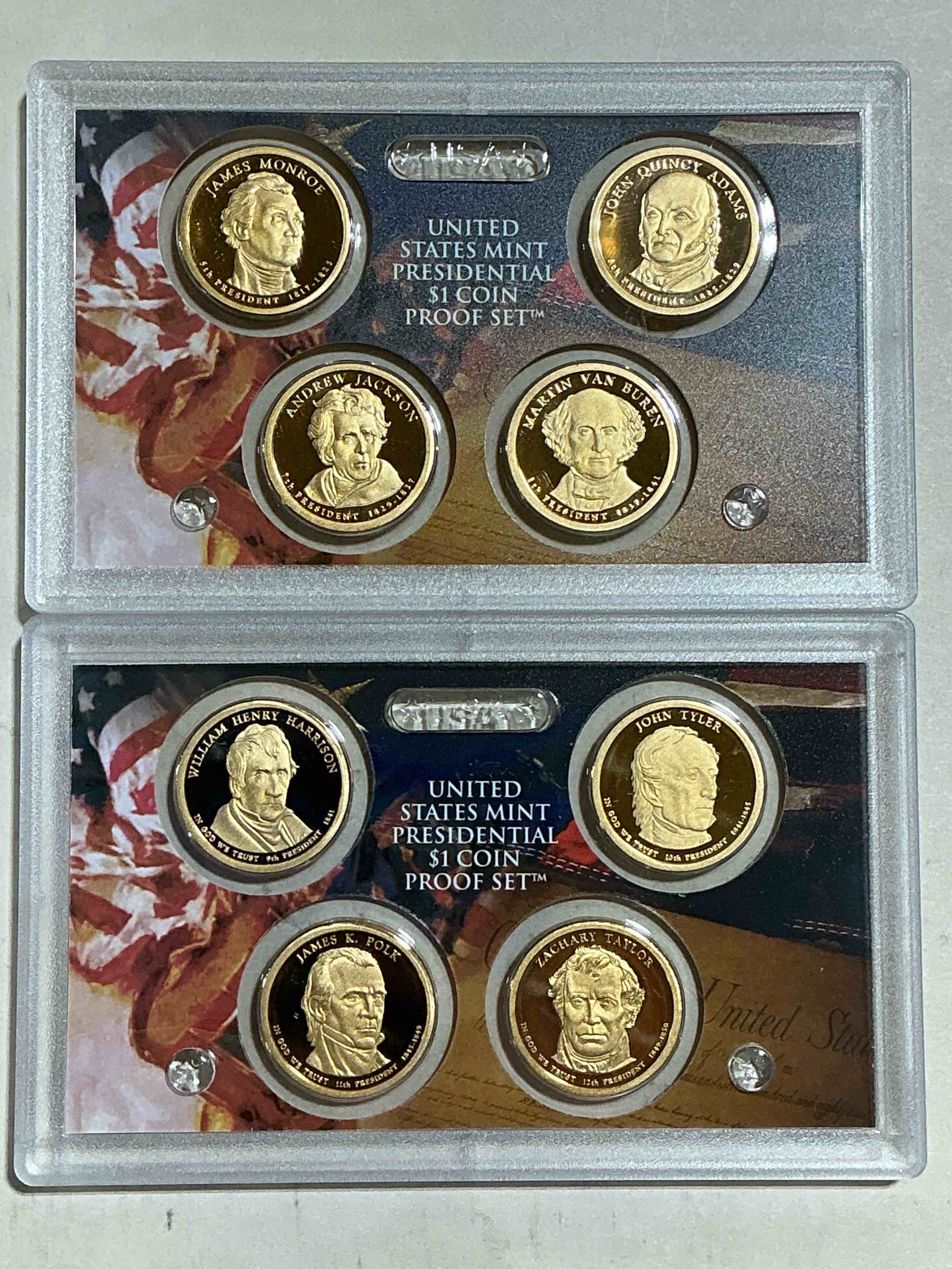 2007 & 2008 presidential mint sets! four coins each set, encased in plastic… ultra rare! these coin sets are rare & hard to find, perfect to add to any collection!