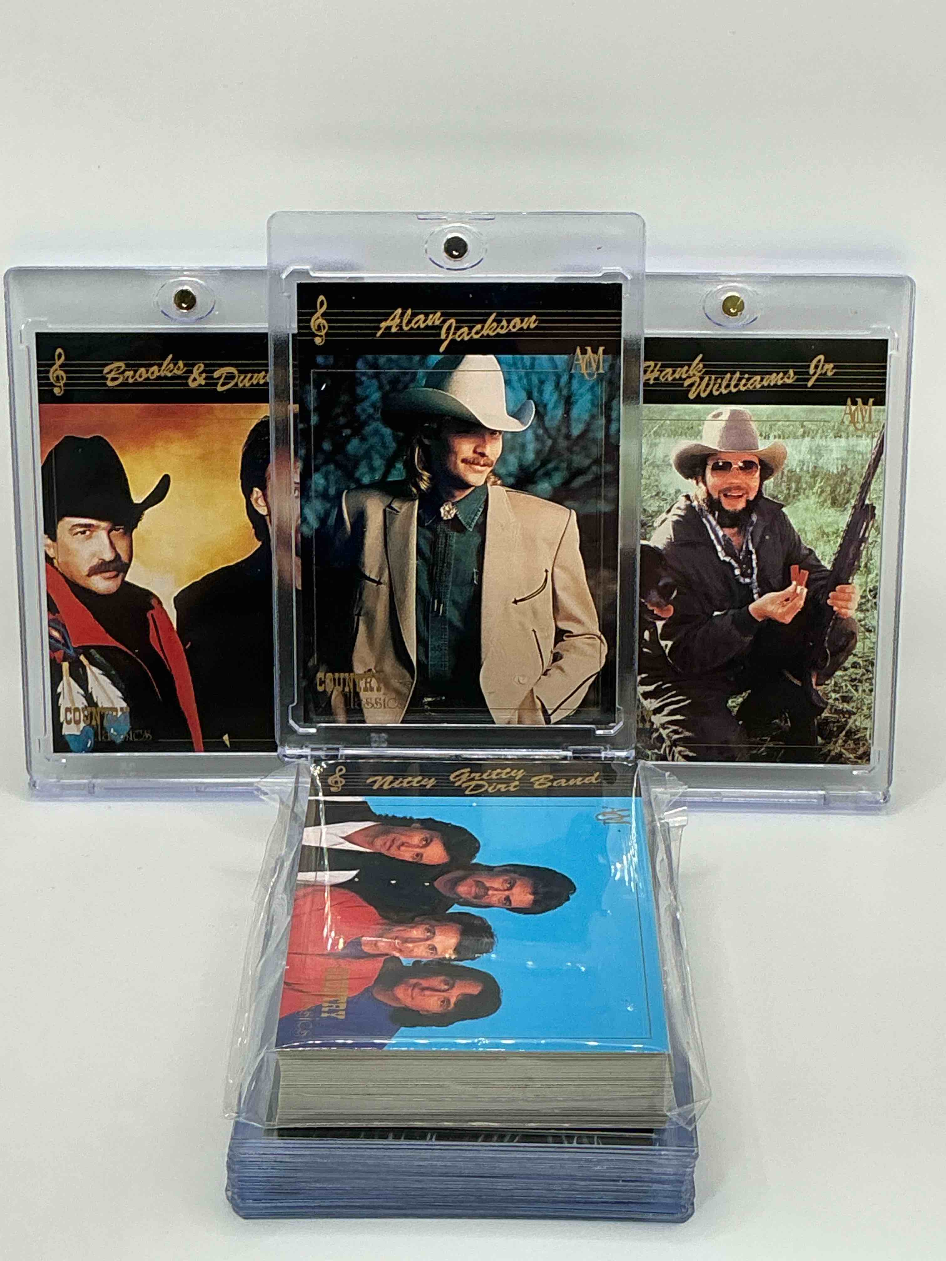 hank williams jr! brooks & dunn! allen jackson! wow! country classics series i collector’s cards! originally wrapped 1992 collector’s cards set, 100 cards includes! limited edition, grab them while you can!