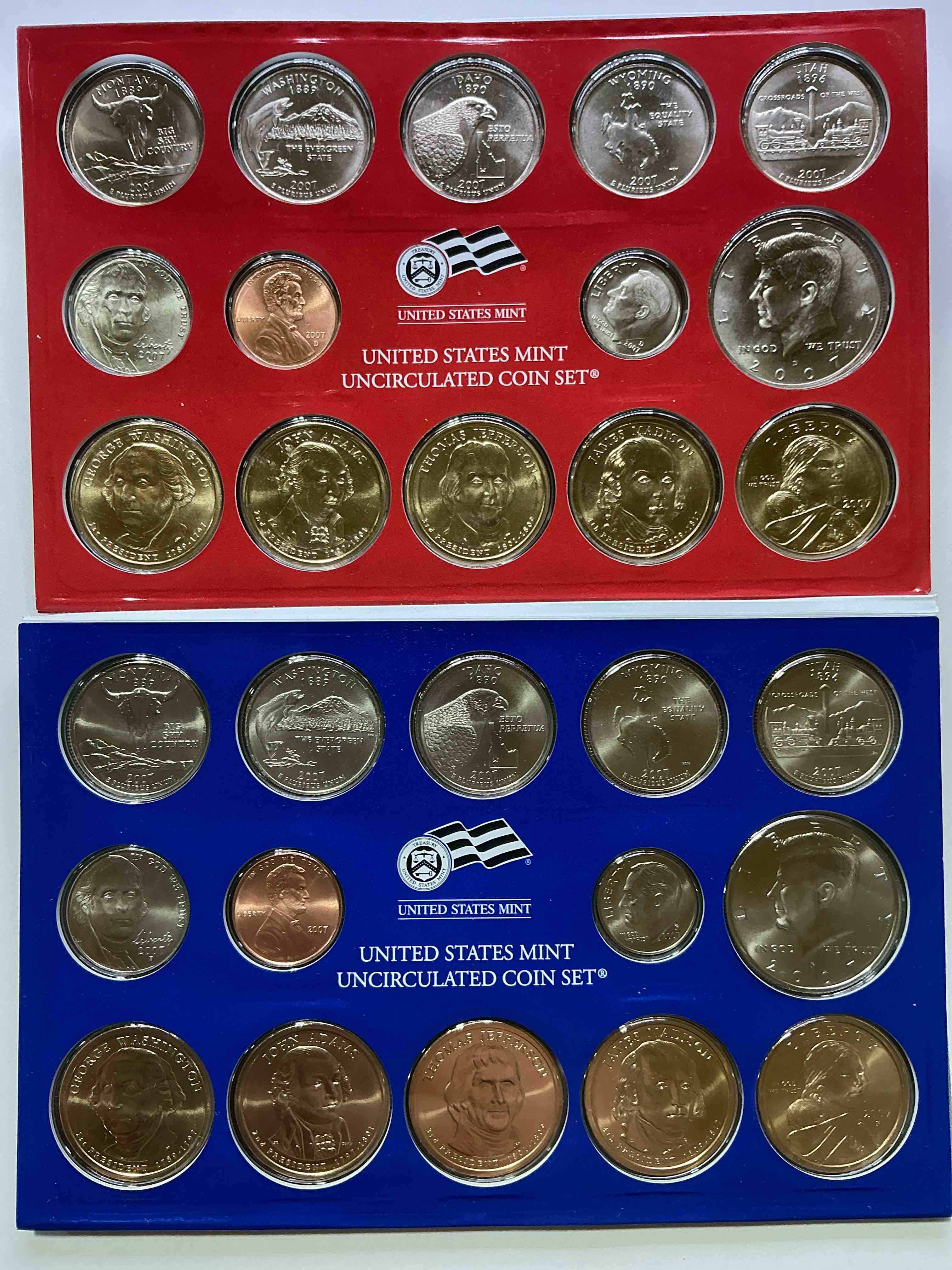 28 coin craziness! denver & philly mints! 2007 uncirculated mint set coins! includes half dollars, president dollar coins, dimes, nickels, pennies & quarters! cool coin collectible! 